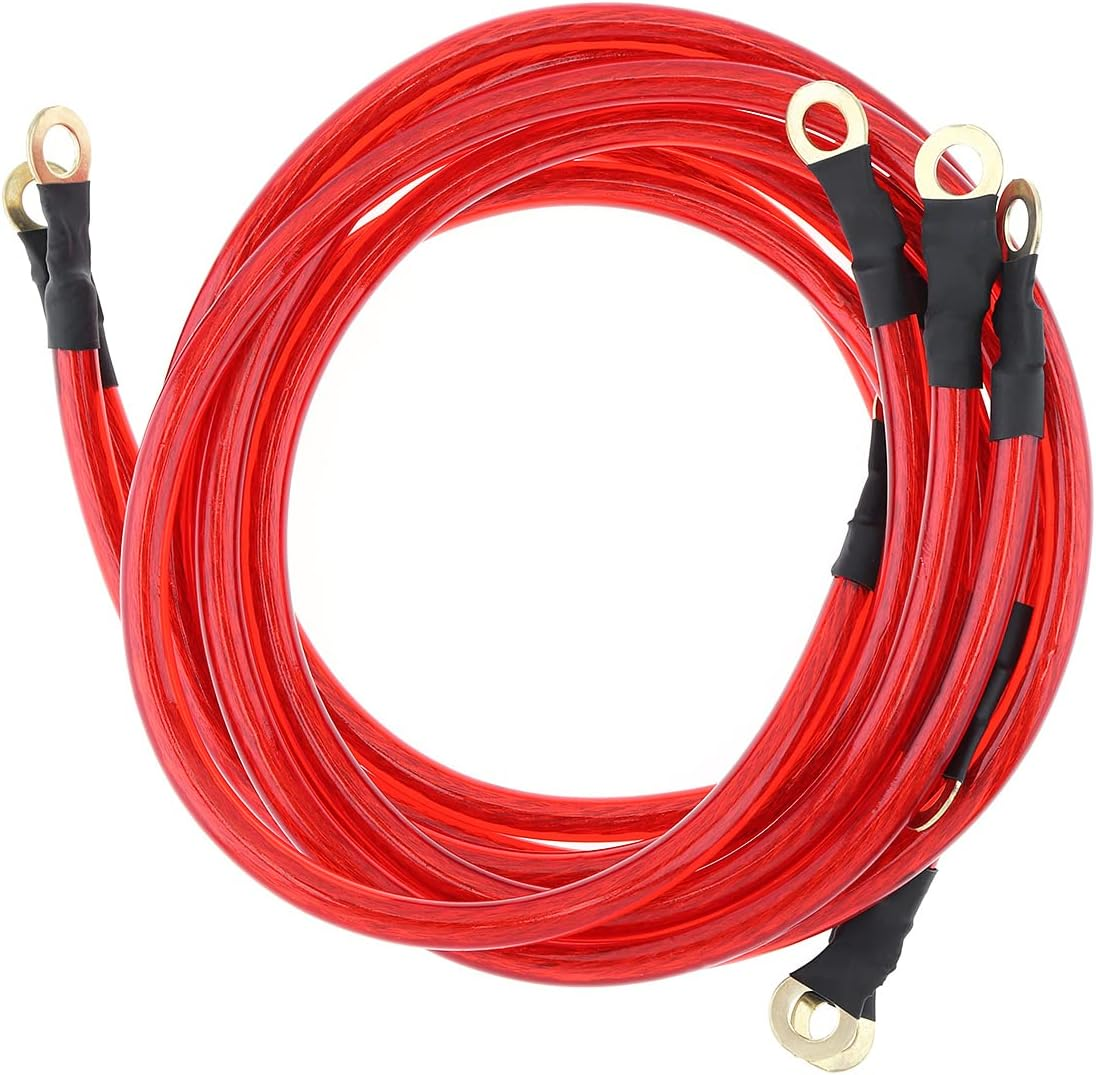 5 Point Car Universal Earth Ground Cables Grounding Wire System Kit High Performance Improve Power for Car Truck, Blue