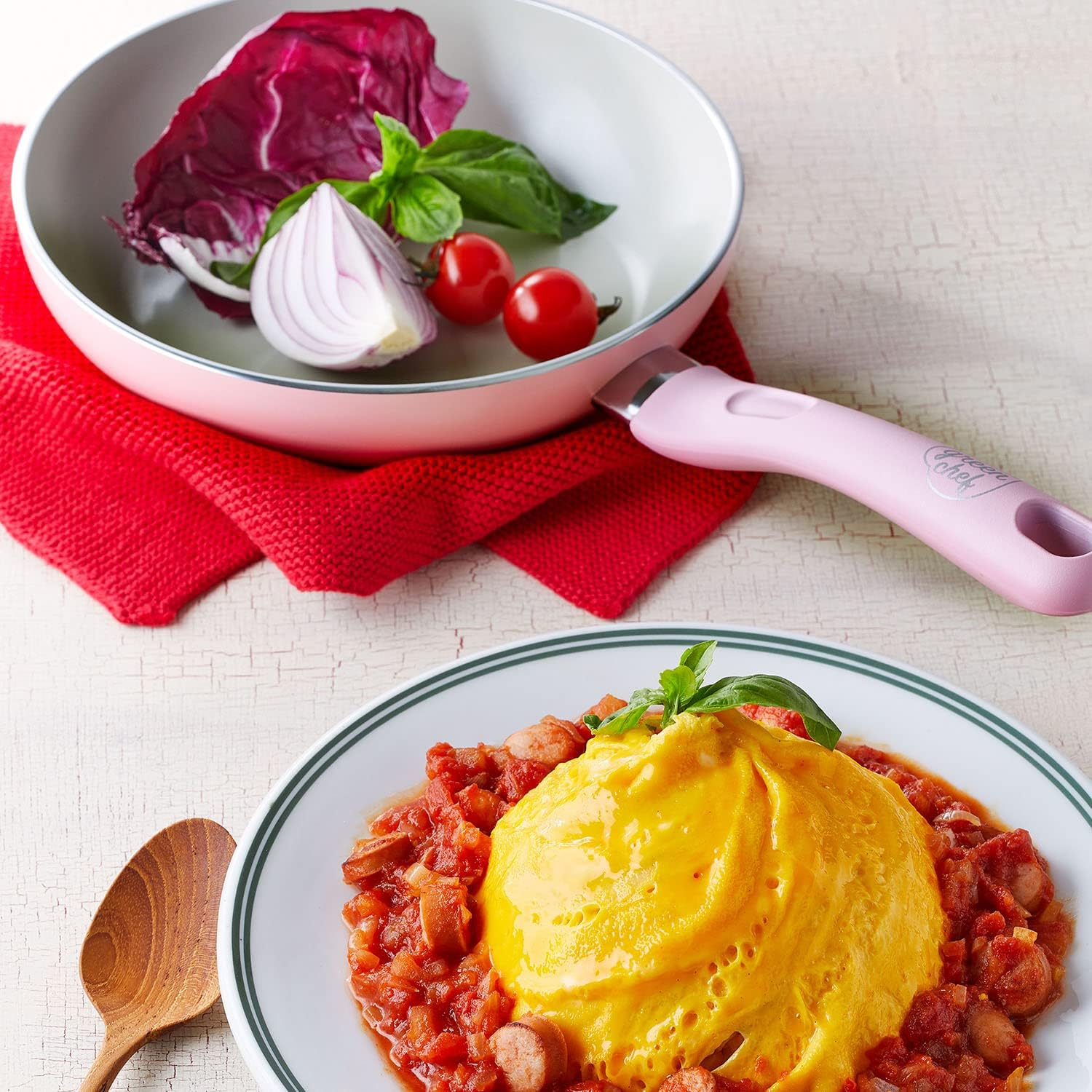 Greenpan Green Chef Fry Pan 10.2 Inches (26 Cm), IH Compatible, Ceramic Finish, Non-Stick Interior and Exterior for Easy Cleaning, Non-Toxic, Earth Color, Mint Green