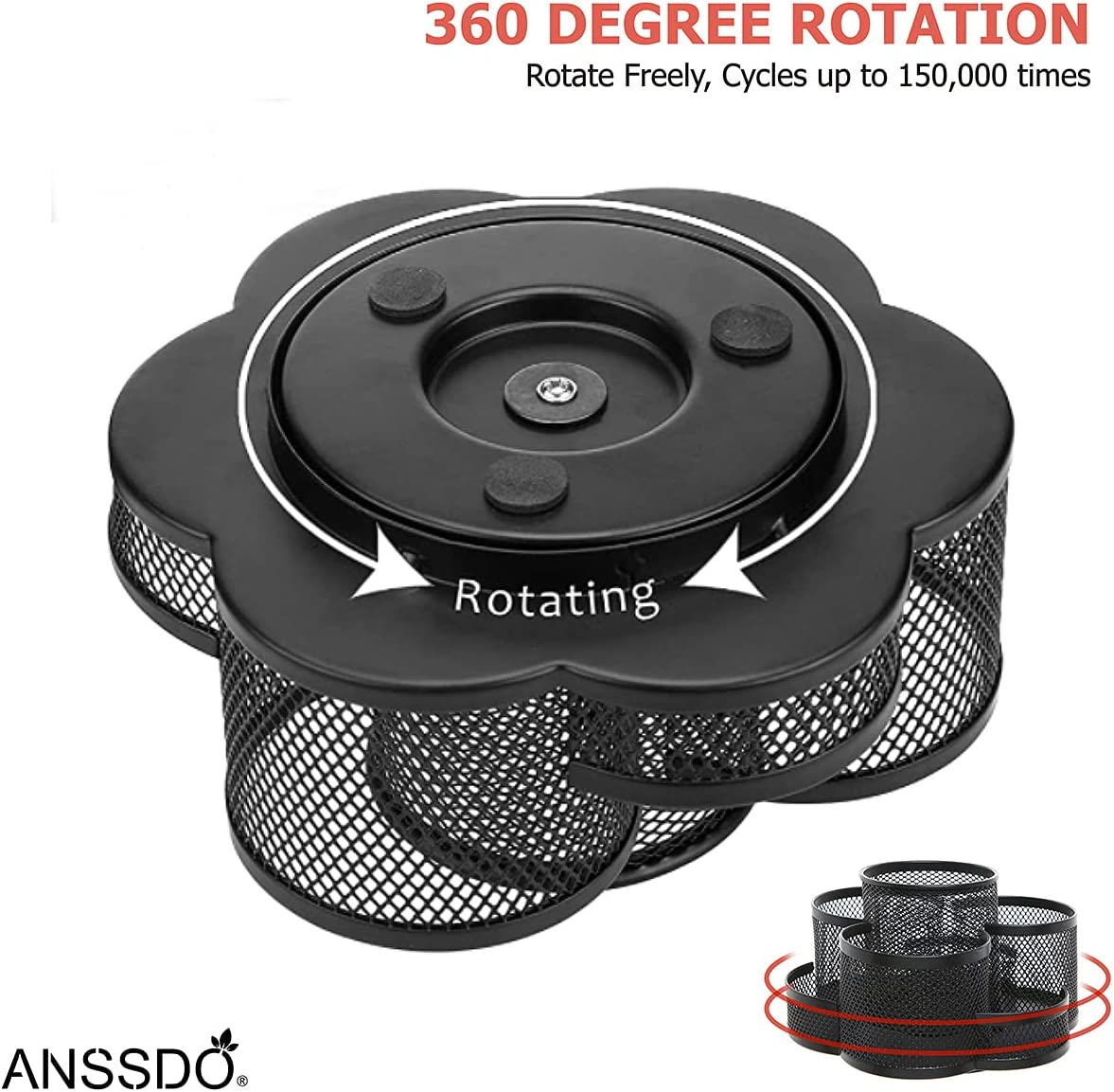 Pen Holder for Desk, 360-Degree Rotating Desk Organizers with 7 Compartments &ndash;Storage 400+ Pencils, Black Desk Accessories & Workspace Organizer Mesh Desktop Caddy for Office School & Art Supplies image number 2