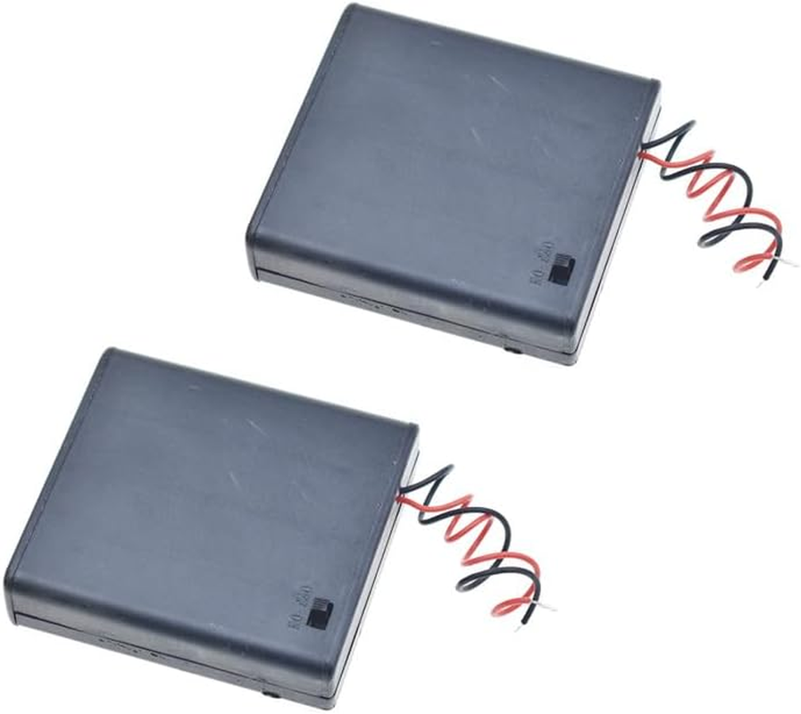 5Pcs On/Off Switch 4 X 1.5V AA Battery Case Holder Leads Black with Cap