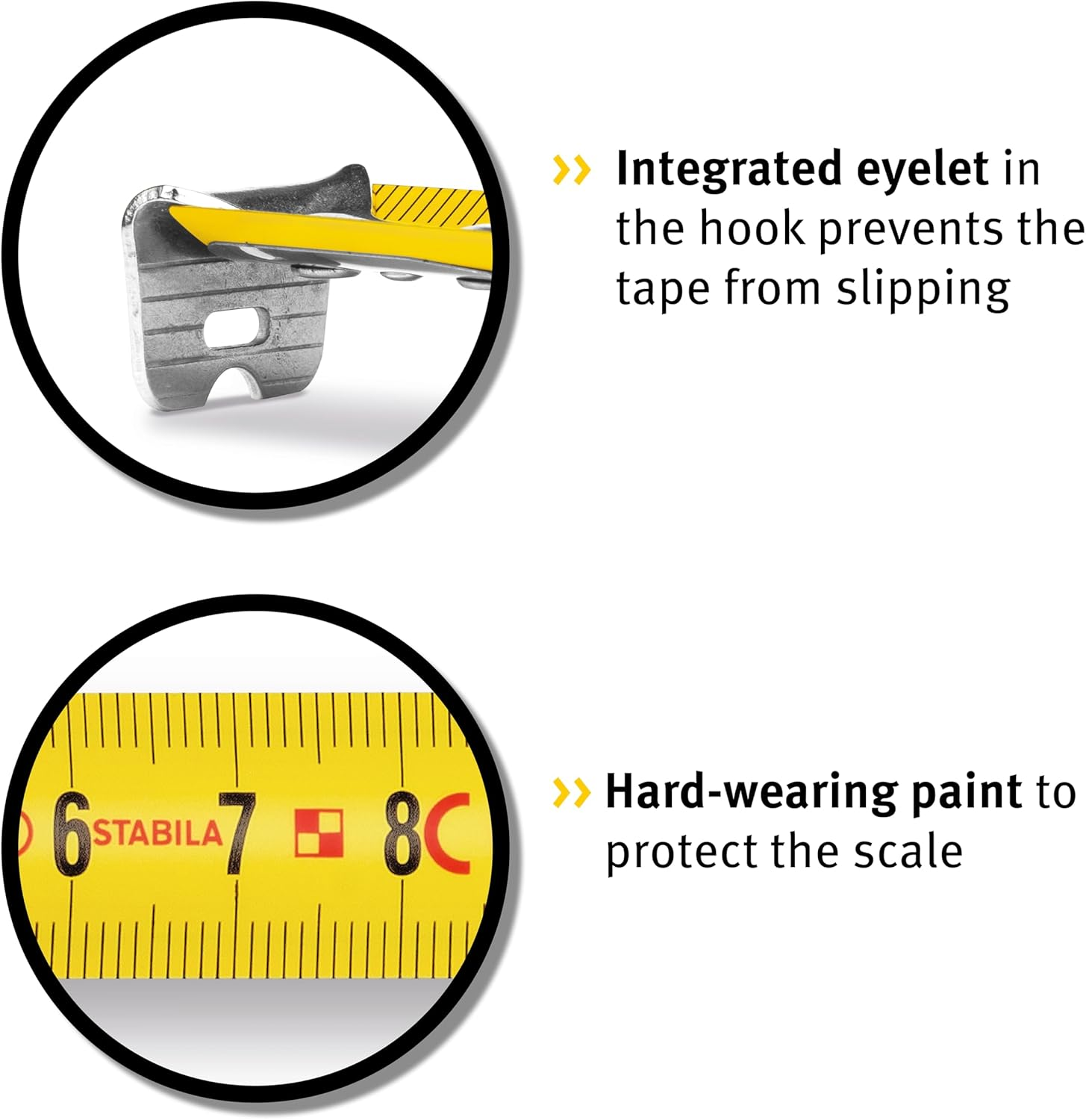 STABILA Pocket Tape Measure BM 100 3M 1000 Metric Scale - Shatterproof ABS Housing, Movable Initial Hook, Belt Clip, MID Accuracy image number 1