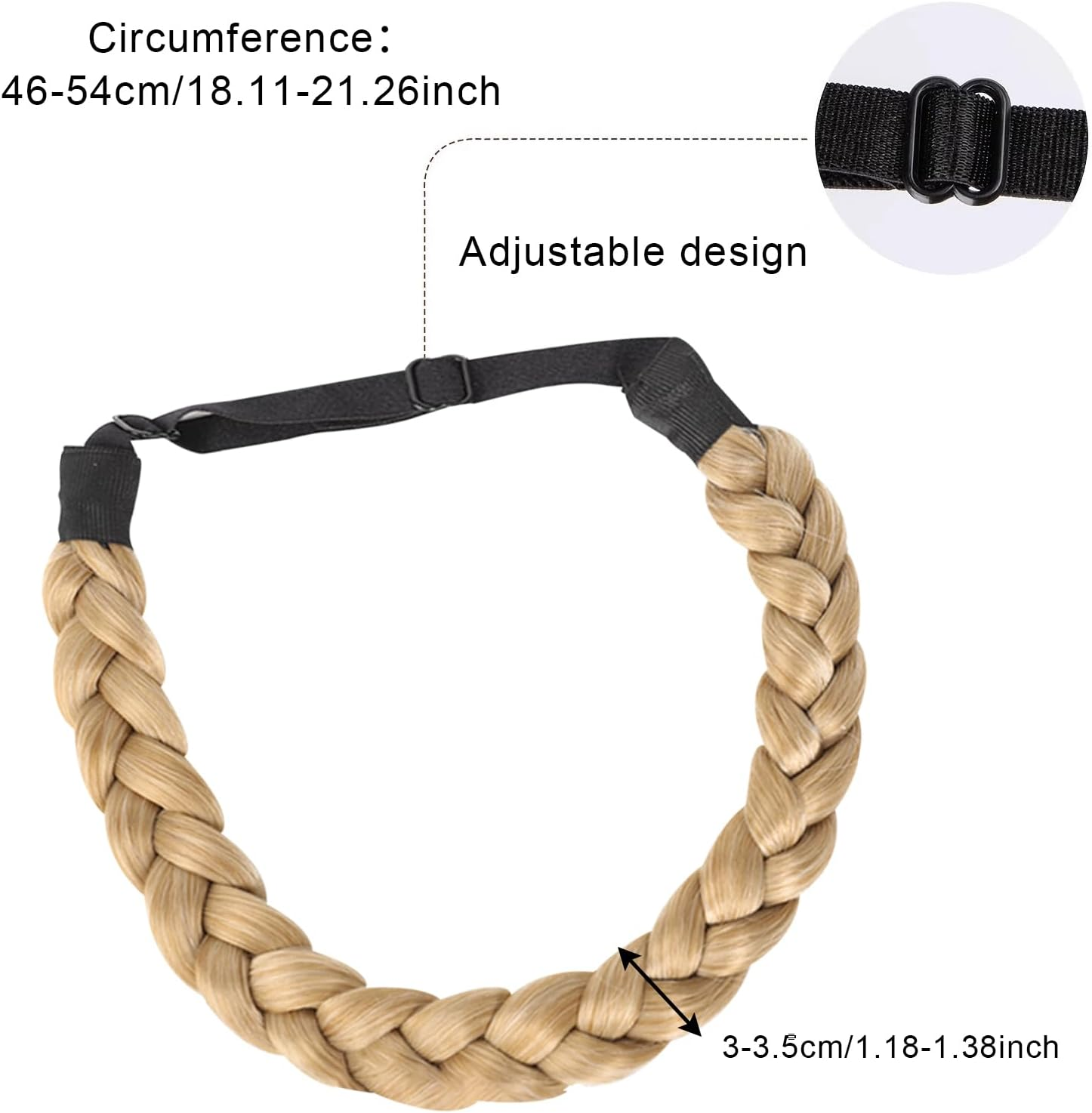 BSITSSS Pack of 2 Women'S Headbands, 3 Strands Synthetic Braided Headband, Light Blonde & Golden Blonde Headband, Adjustable for Women, Girls, Wedding, Birthday Party