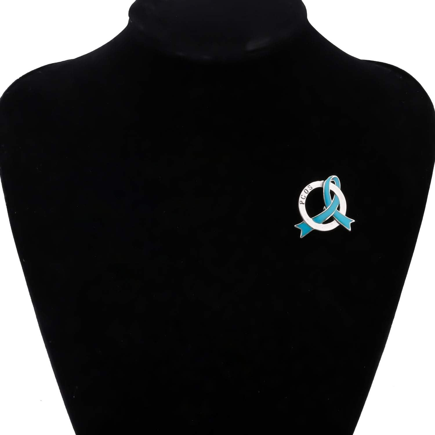 CENWA PCOS Gift Polycystic Ovary Syndrome Gift Teal Awareness PCOS Ribbon Pin PCOS Awareness Jewelry image number 4