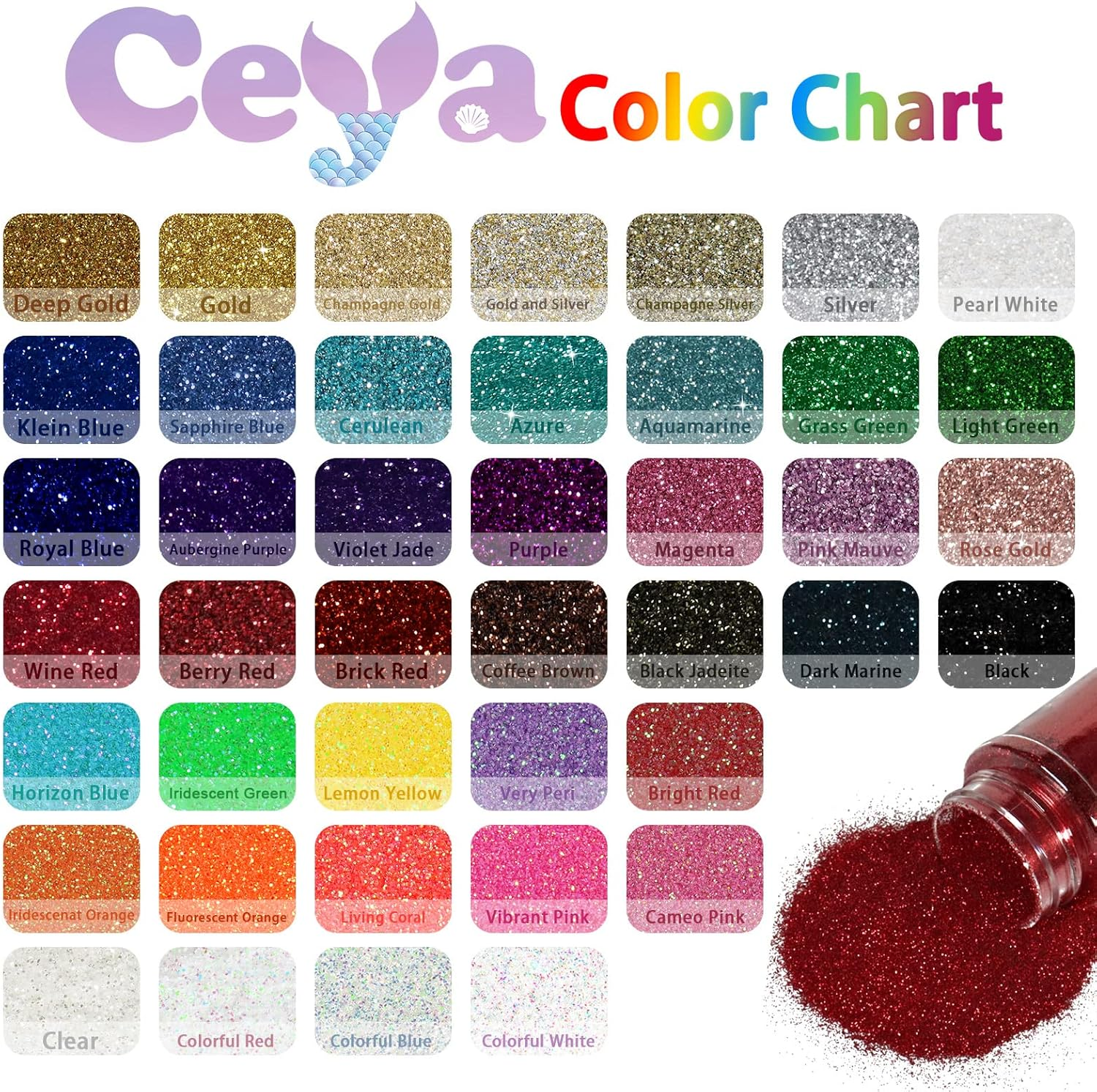Ceya 3.8Oz/ 110G Ultra Fine Glitter Powder Silver Glitter 1/128&rdquo; 0.008&rdquo; 0.2Mm for Slime Epoxy Resin Craft Tumbler Jewelry Nail Art Festival Makeup Scrapbook Painting Wedding Cards - Aquamarine image number 4