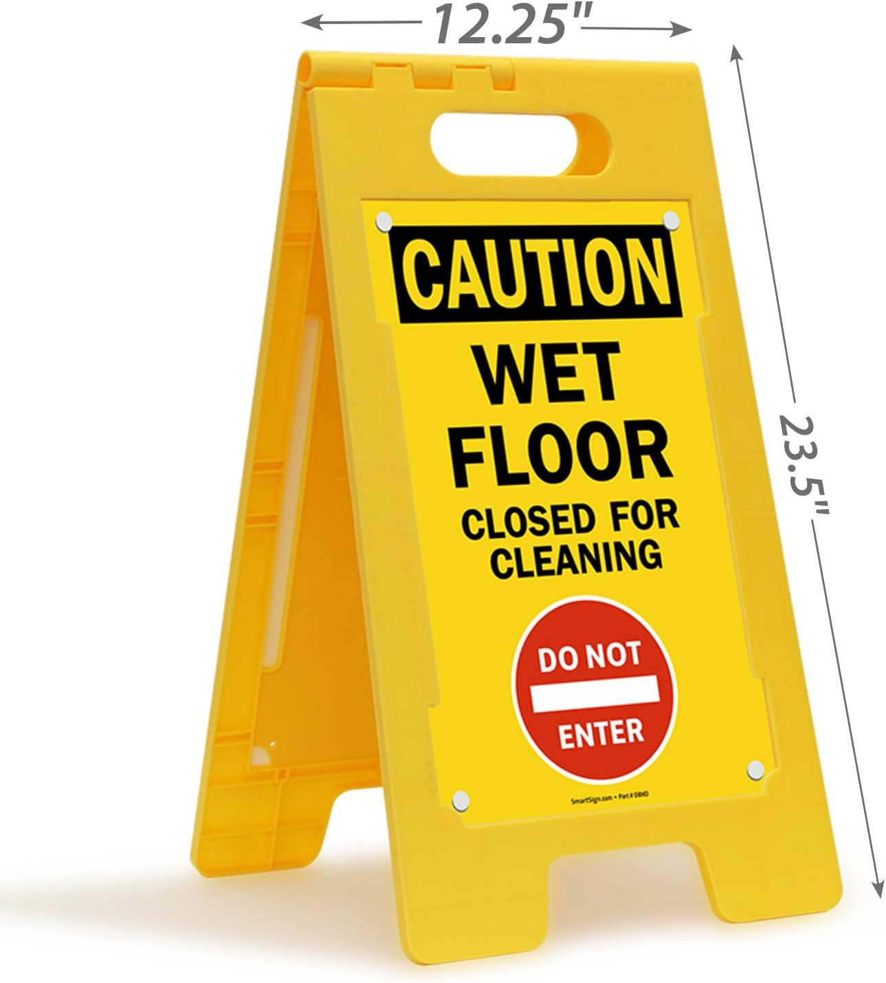 Smartsign Caution Closed for Cleaning Wet Floor Sign, 25 X 12 Inch, Standing/Folding Floor Sign, Double-Sided, Plastic, Swappable Panels, Black/Red on Yellow, Pack of 1, Made in USA image number 2