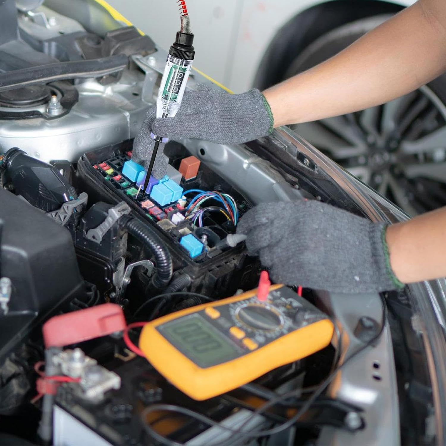 Digital LED Circuit Tester,Auto Electric Tester Light Tool - Car Voltage Circuit Tester for Checking Vehicle Car Truck Motorcycle Ship Fuses and Battery Voltage - Red image number 3