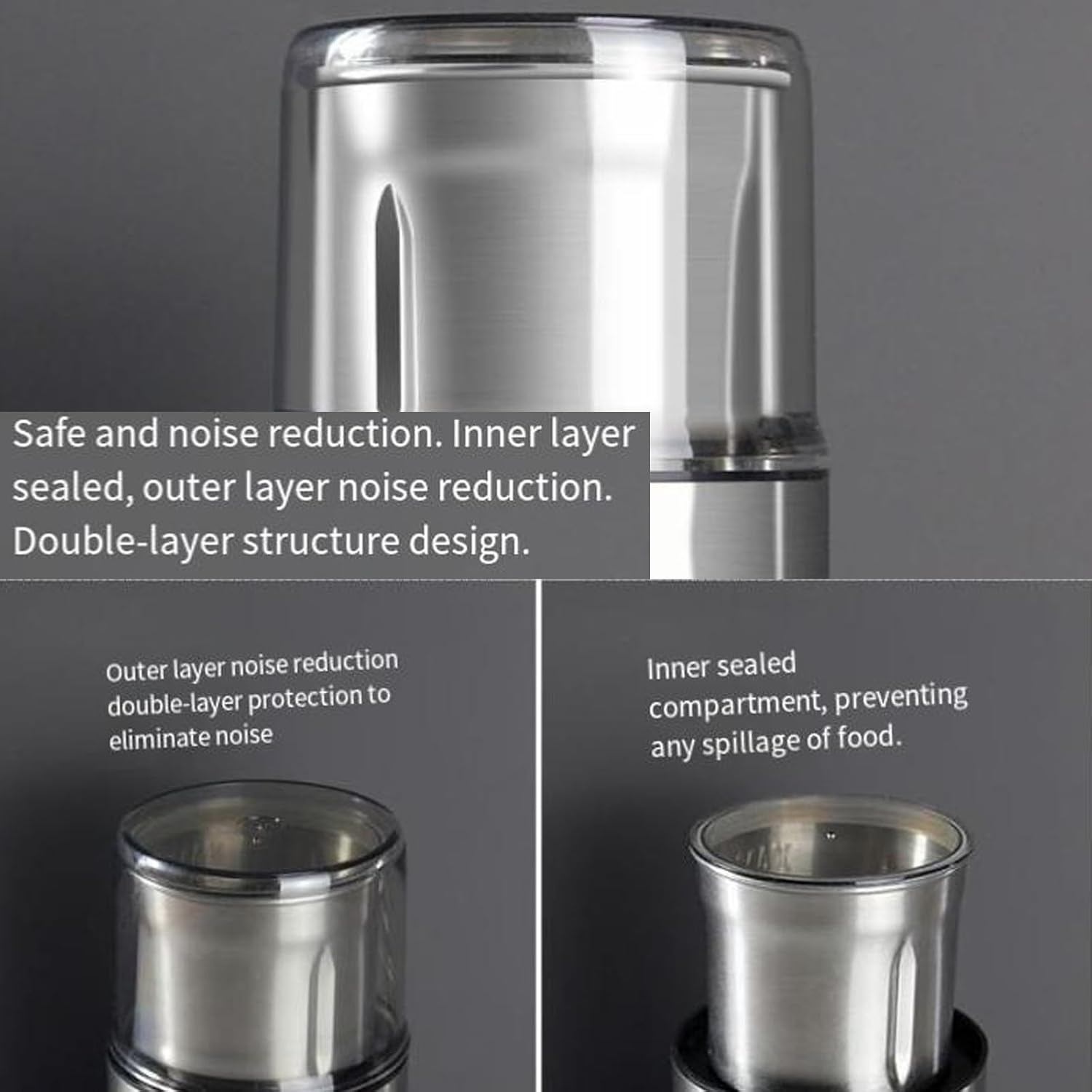 Electric Multi-Use Cup Grinder Large Capacity Stainless Steel, Detachable Cup, Coffee Grinder & Spice Grinder for Home Kitchen (#1) image number 1