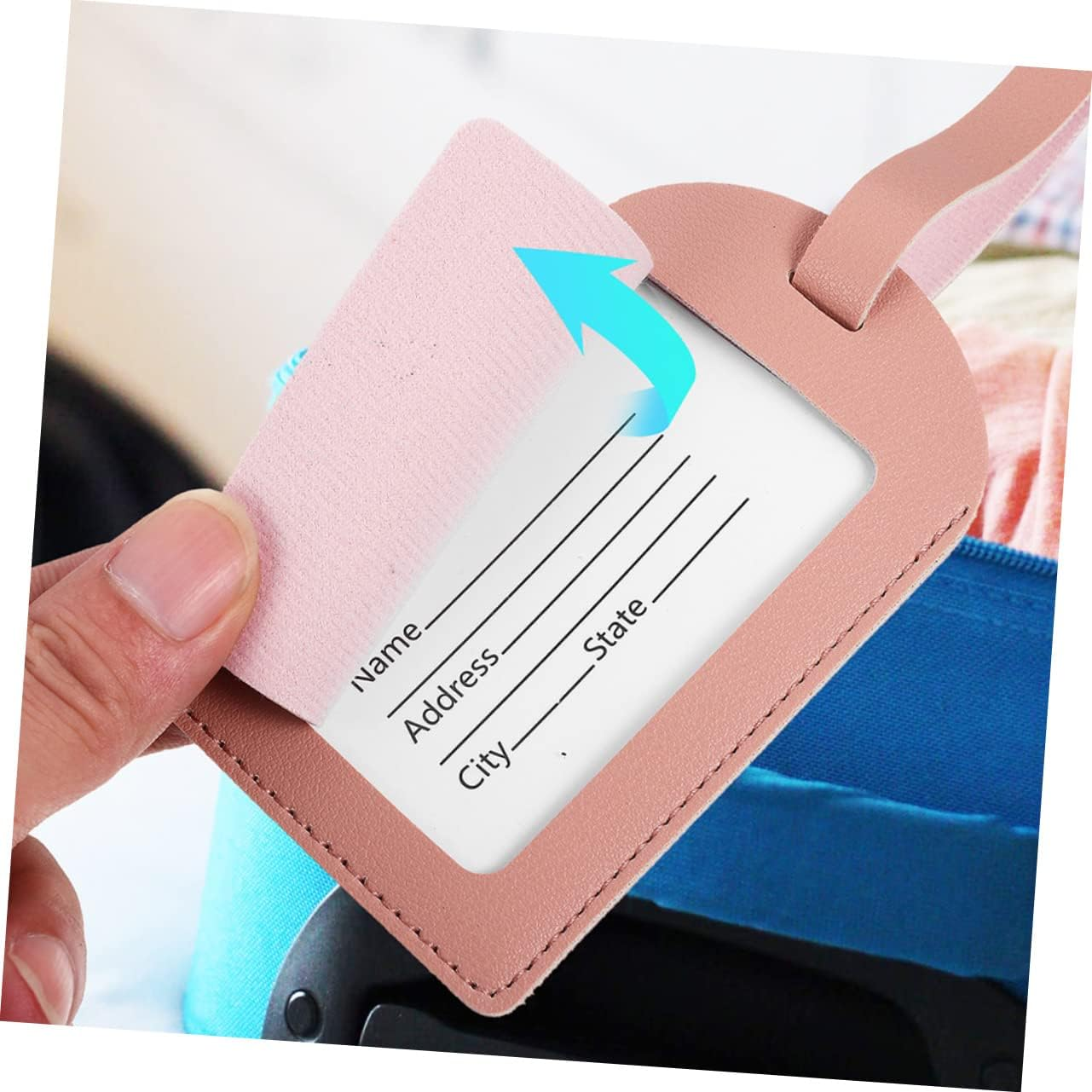 BESTYASH 5Pcs Luggage Identifier Tags Pu Travel Tags for Suitcases and Bags Convenient Baggage Personal Info Card for Business Trips and Travel Accessories image number 4