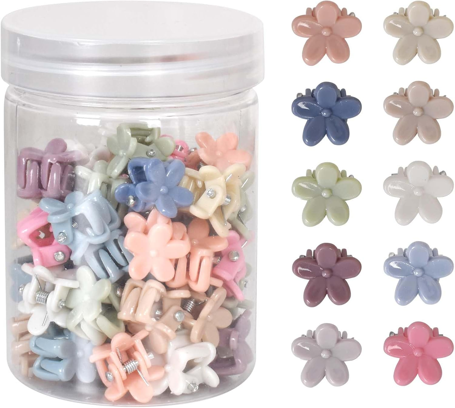 Pack of 50 Small Flower Hair Clips, Small Claw Clip, Colourful Mini Flower Hair Clips, Matte Non-Slip Hair Clips, Mini Hair Clip, Hair Accessories, for Children, Girls, Women image number 6