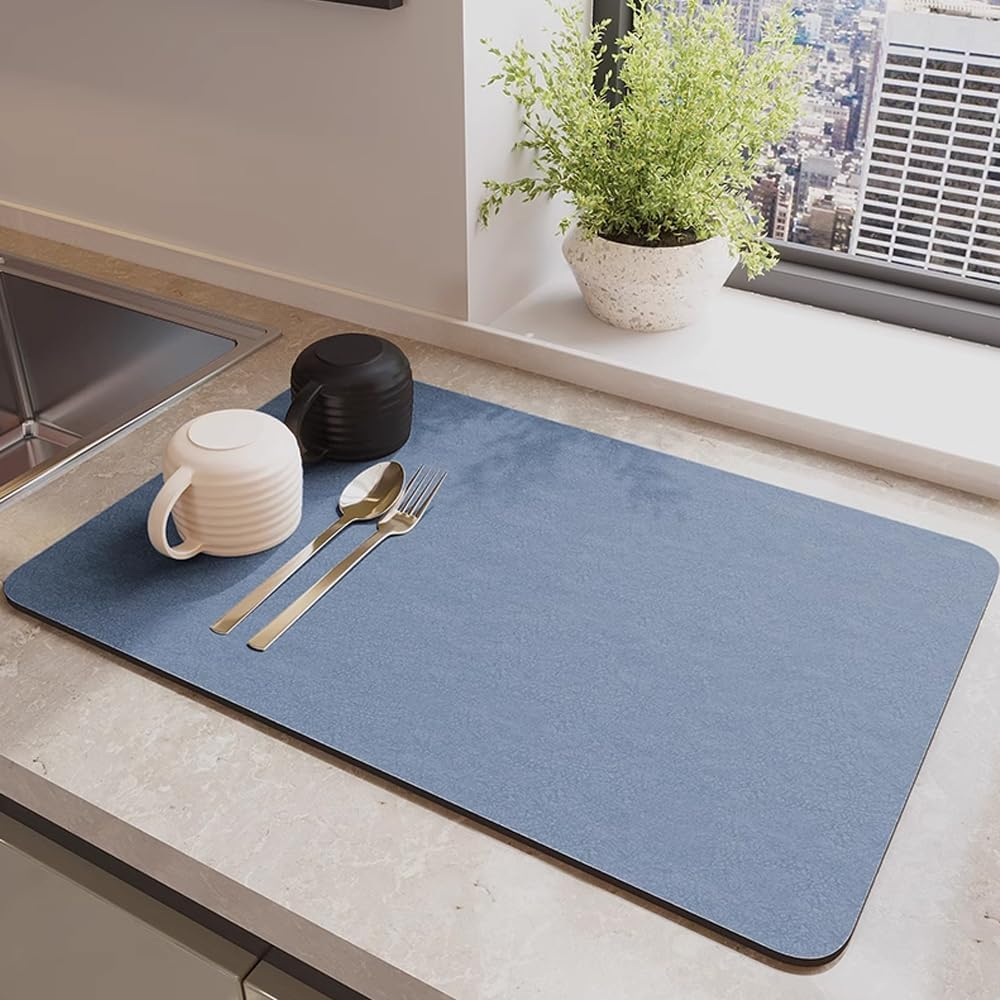 Coffee Mat-Dish Drying Mat Absorbent (Dark Grey, 43X80Cm)