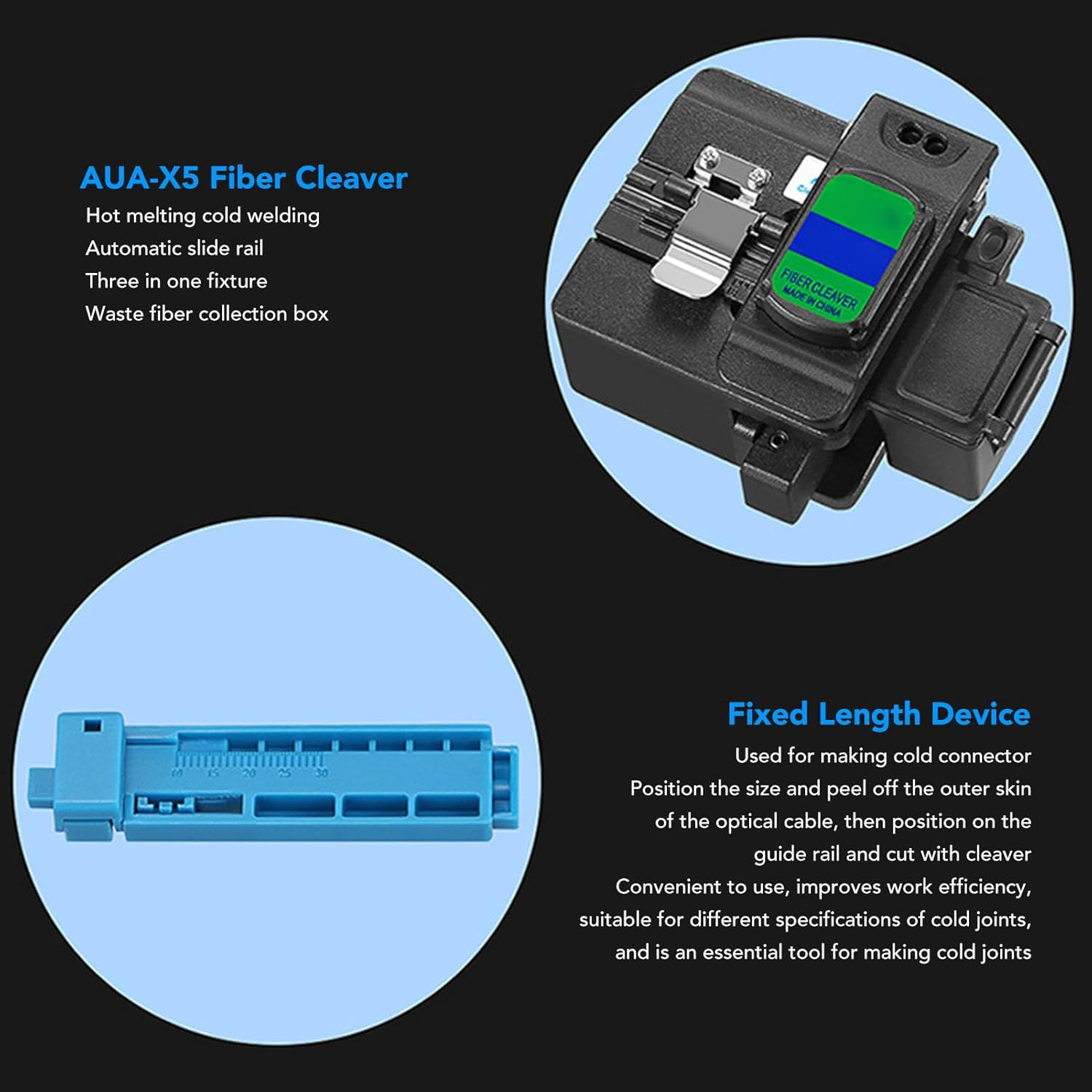 24 Pieces Fiber Optic Tool Kit, Optical Power Meter, Visual Fault Locator, Cable Stripper, Shears, Cleaver, Pliers, Case, Alcohol Bottle, AUA D7, 30Mw, for Fiber Termination image number 6