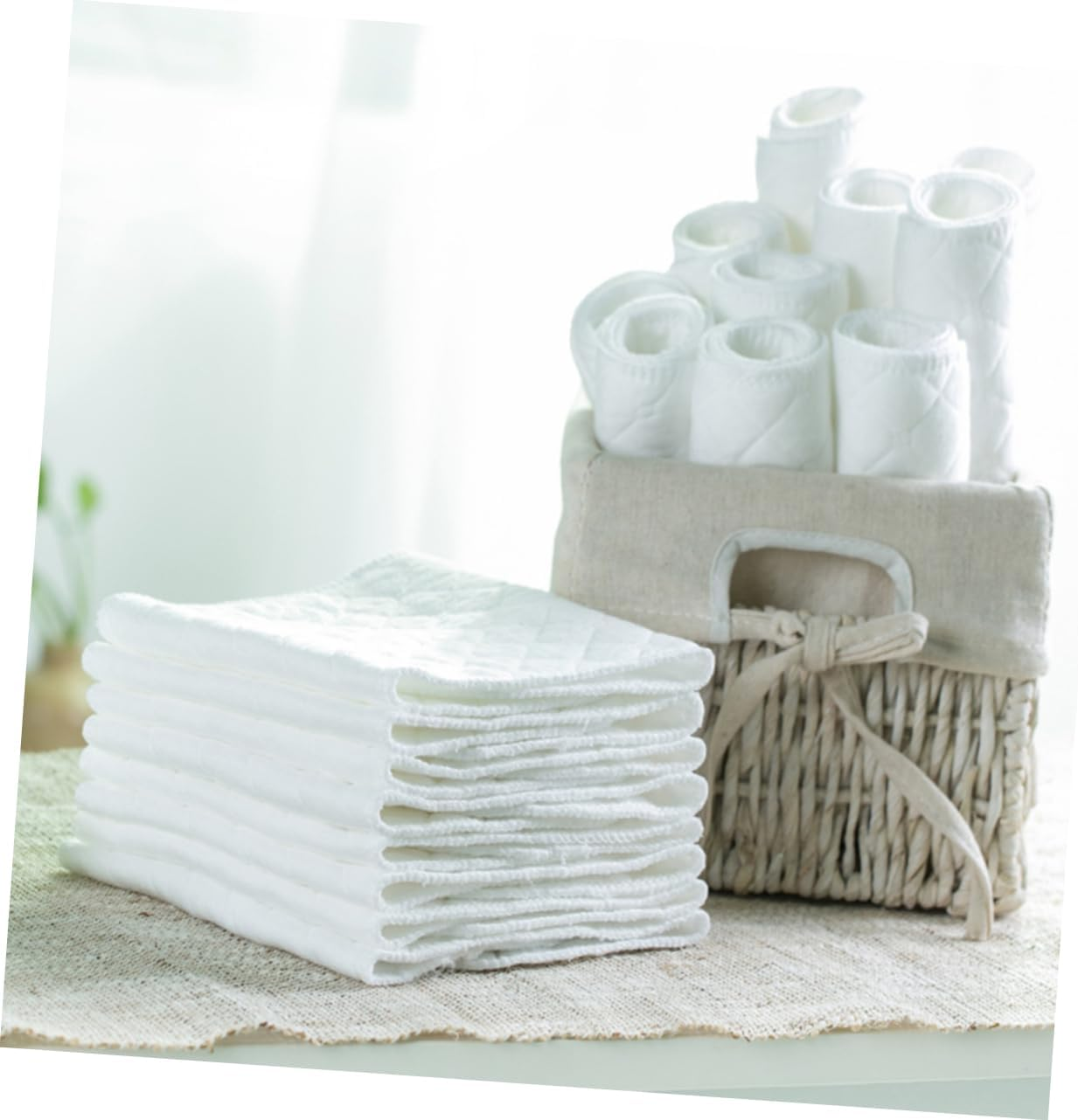 Toyvian 10Pcs Ply Cloth Diapers Reusable Washable Cotton Newborn Diapers Breathable image number 3