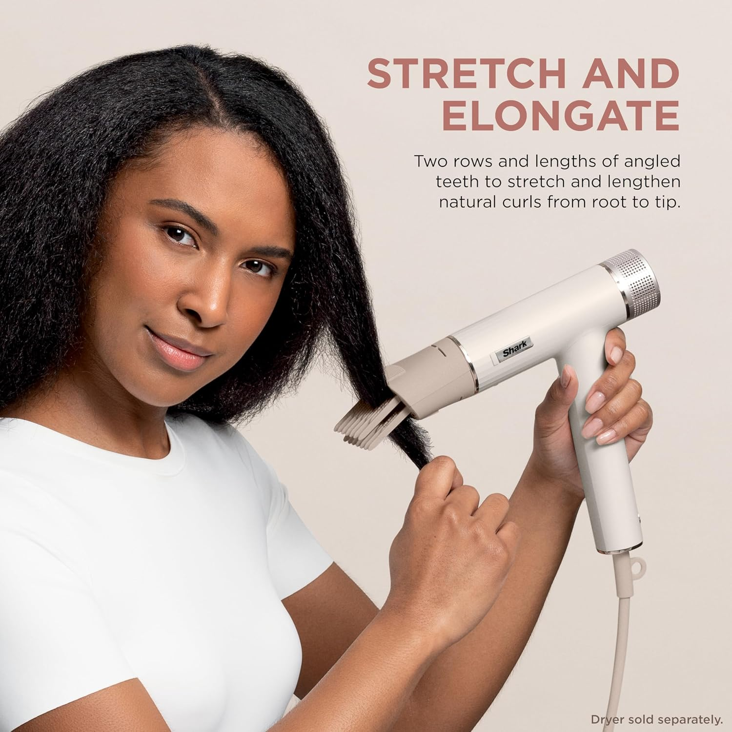 Shark XSKHD3WTCA Speedstyle Lift & Stretch Wide-Tooth Comb, Blow Dryer Comb Attachment for Shark Speedstyle, Styling Tool, for Curly & Coily Hair, Stone image number 5