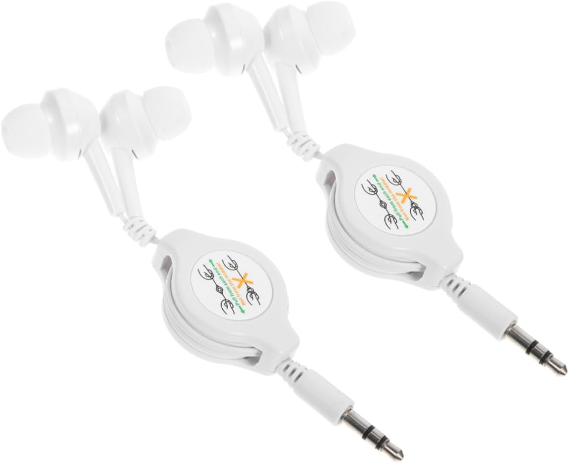 HONMEET 2Pcs Retractable Earphones In-Ear Earbuds with Noise-Canceling Technology Adjustable Length Wired Headphones for Travel and Daily Use White image number 2
