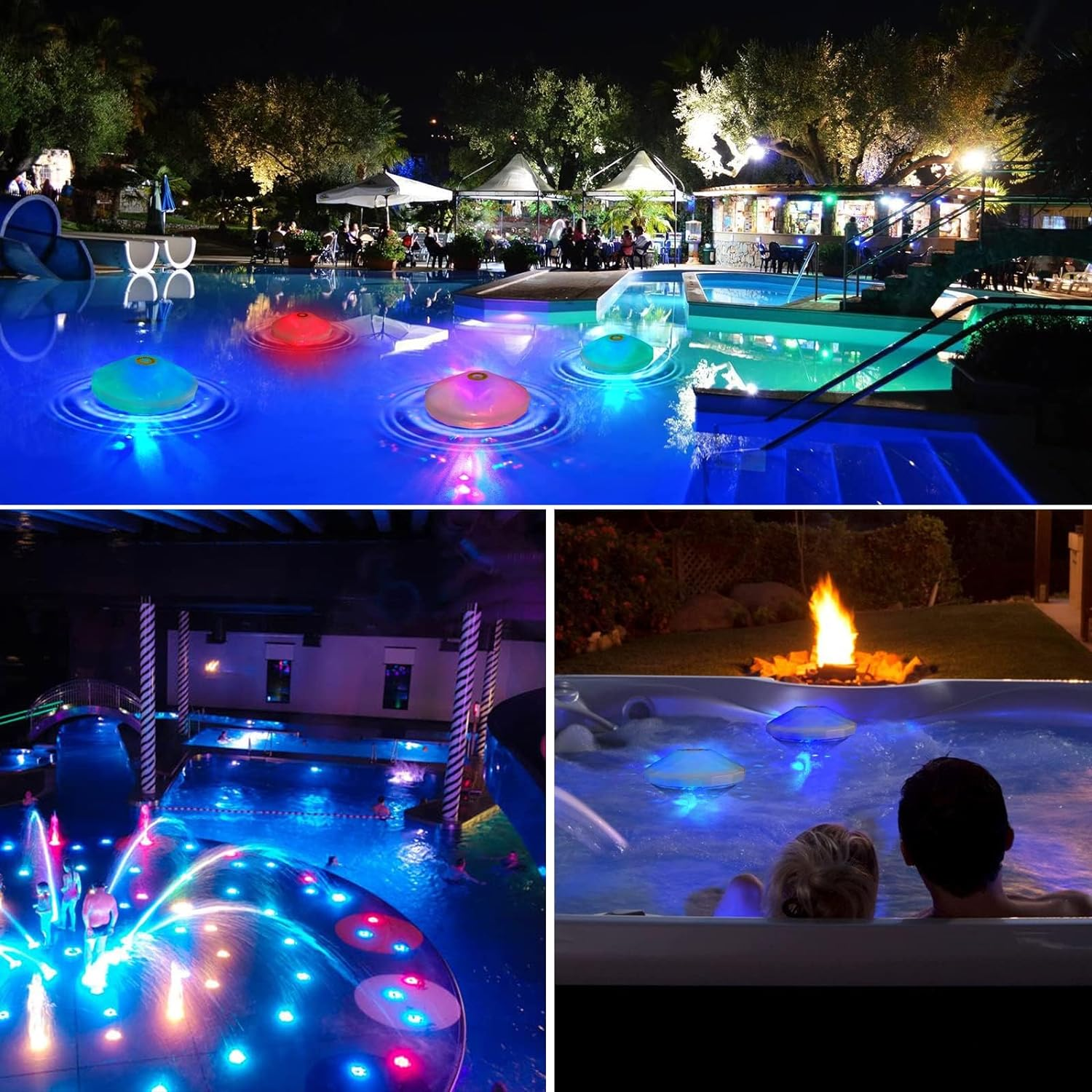 2Pack Pool Lights Floating Pool Lights Underwater Waterproof Lights Swimming Pool Accessories with 7 Modes for Intex Pool Disco Pool Party or Pond Decor image number 2