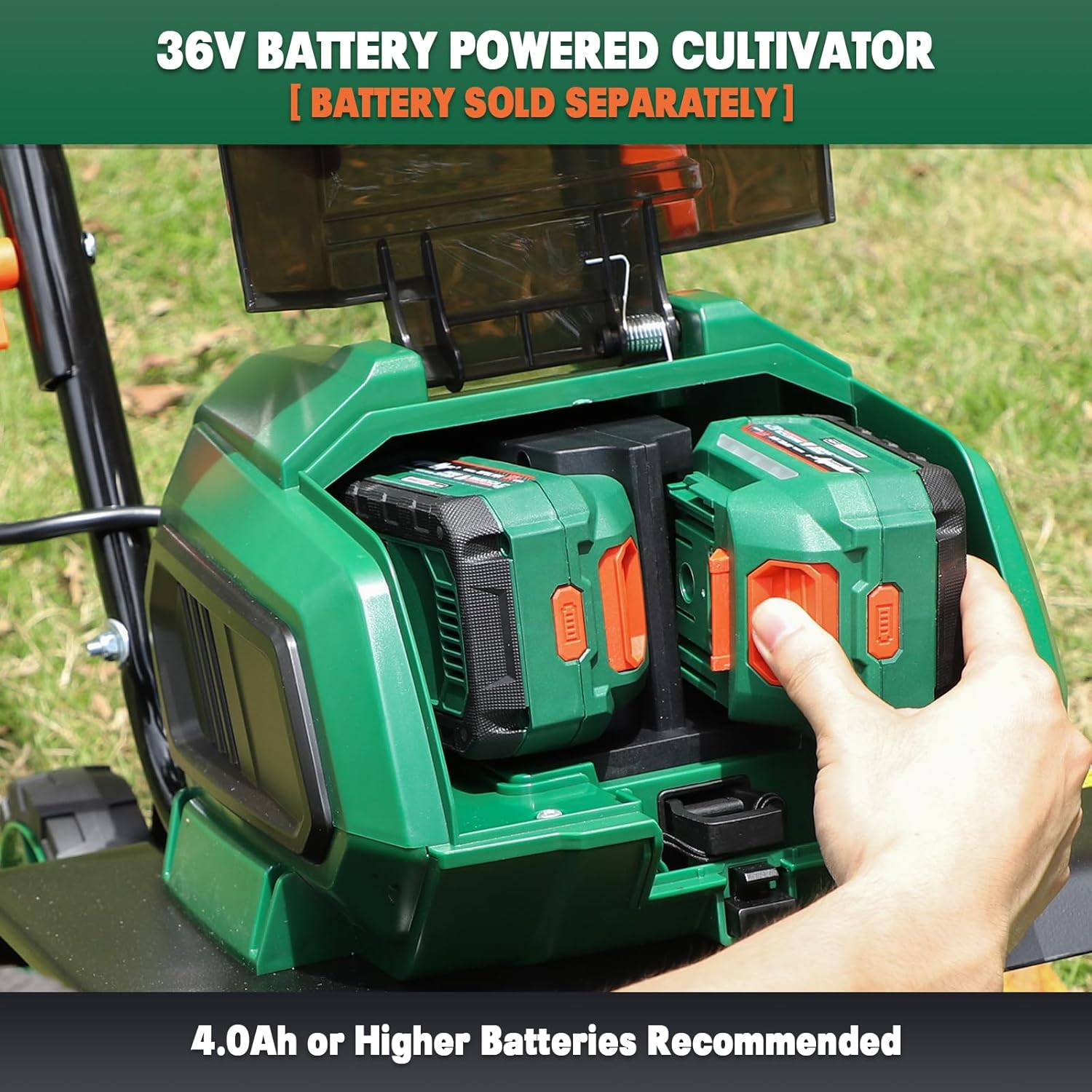 Cordless Garden Tiller Cultivator Compatible with Makita 18V Battery (Tool Bare) 14.2'' Width 8.7'' Depth 16 Steel Tines, Electric Rototiller Brushless Foldable with Adjustable Wheels image number 5