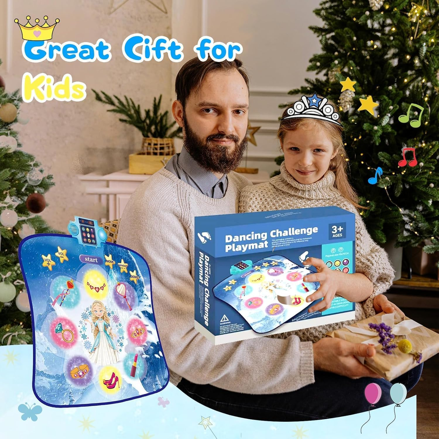 Kids Dance Mat-Frozen Toys for Girls,,Electronic Dance Pad ,6 Game Modes,Built-In Music,Light up LED Kids Musical Mat Dance Floor Mat for Girls & Boys,Christmas Birthday Gift for Girls 3-12 image number 2