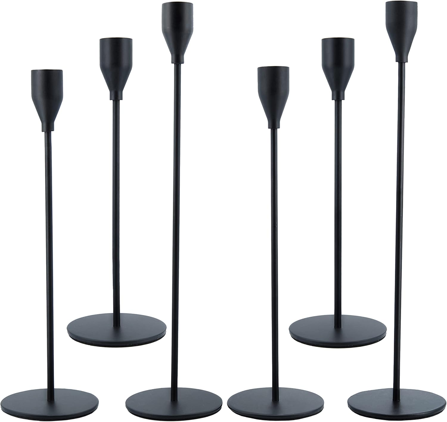 Matte Black Candle Holders for Taper Candles, Set of 6 Tall Metal Decorative Candlestick Holders for 3/4 Inch Thick Candle,Table Mantel Centerpiece for Wedding, Dinning, Party, Anniversary