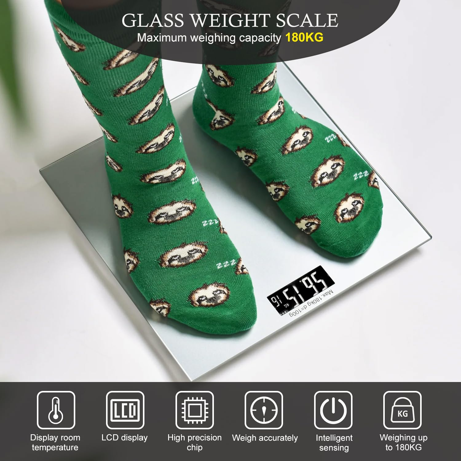 Clevinger Digital Bathroom Scale for Body Weight, Smart Scale Step-On Technology, Easy Read LCD, Weight Scale 180Kg, Digital Home Scale, Highly Accurate Body Weight Scale (White-Lcd Display) image number 2