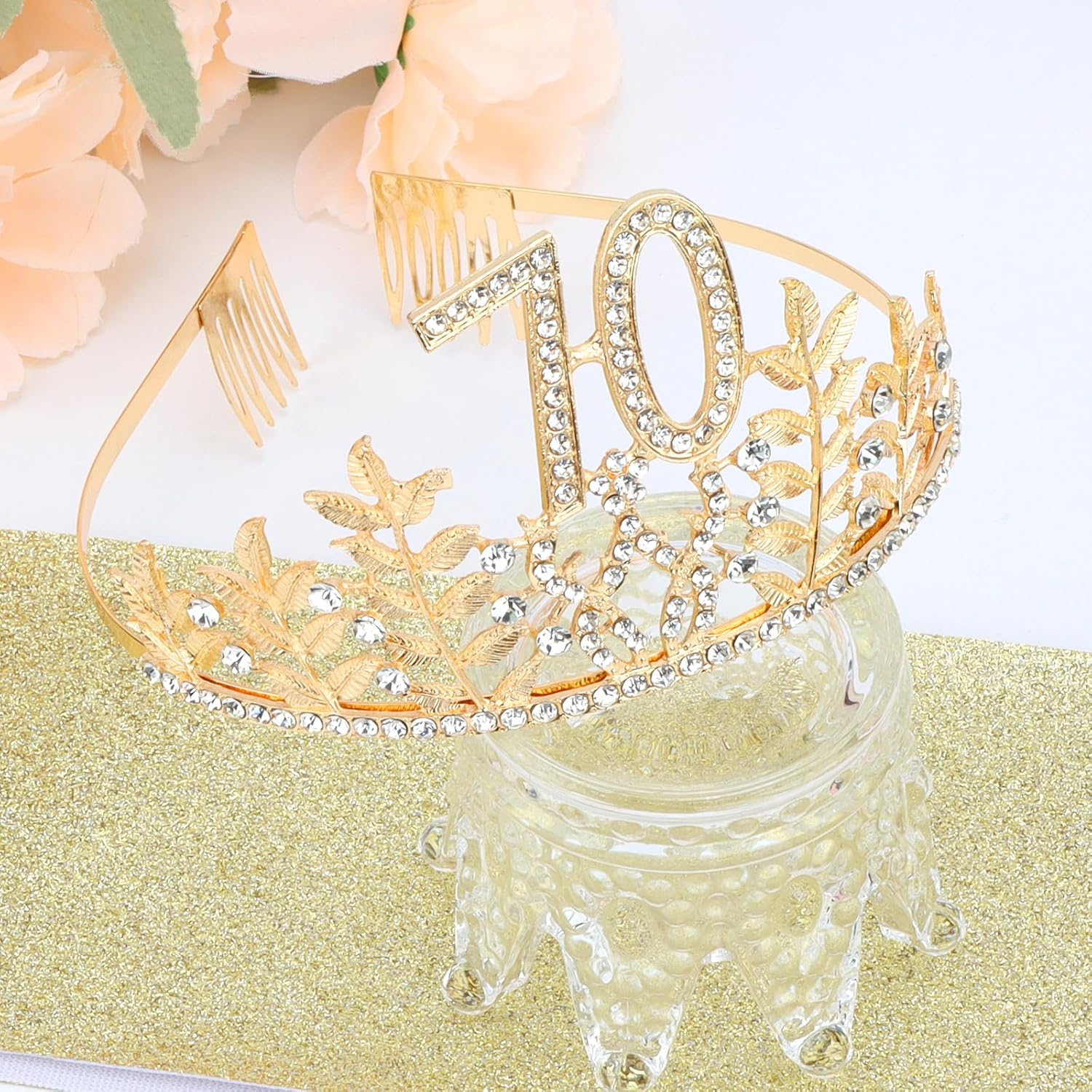 Chanaco 70Th Birthday Decorations for Women, 70 & Fabulous Sash and Crown, Gold 70 Year Old Gifts, Happy Birthday Tiara for Party Decor image number 2