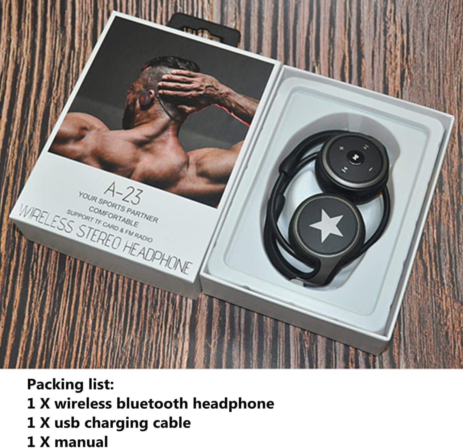 XUJAIOLQP Sports Bluetooth Headphones, Bluetooth 5.0 Over-Ear Headphones, Support TF Card and FM Radio, CVC8.0 Noise Canceling Earset 12 Hours Playtime for Running, Bicycling, Gym image number 2