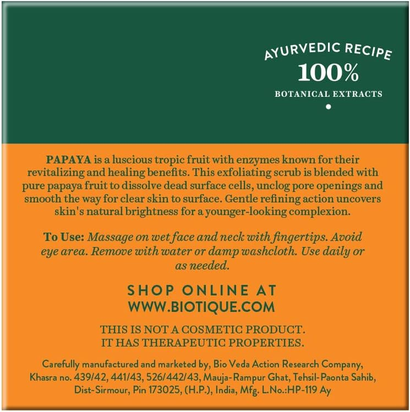 Biotique Bio Papaya Revitalizing Tan-Removal Scrub for All Skin Types, 75G image number 1