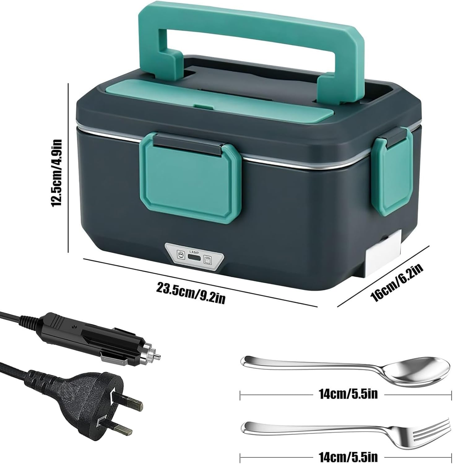 TOJUNE Electric Heating Lunch Box, Food Warmer, 90 W, 2 in 1 Portable Bento for Car, Home, Office, School, Leak Proof with 2.5 L 304 Stainless Steel Container & Spoon, AU Socket 220V 12V 24V (Blue) image number 3