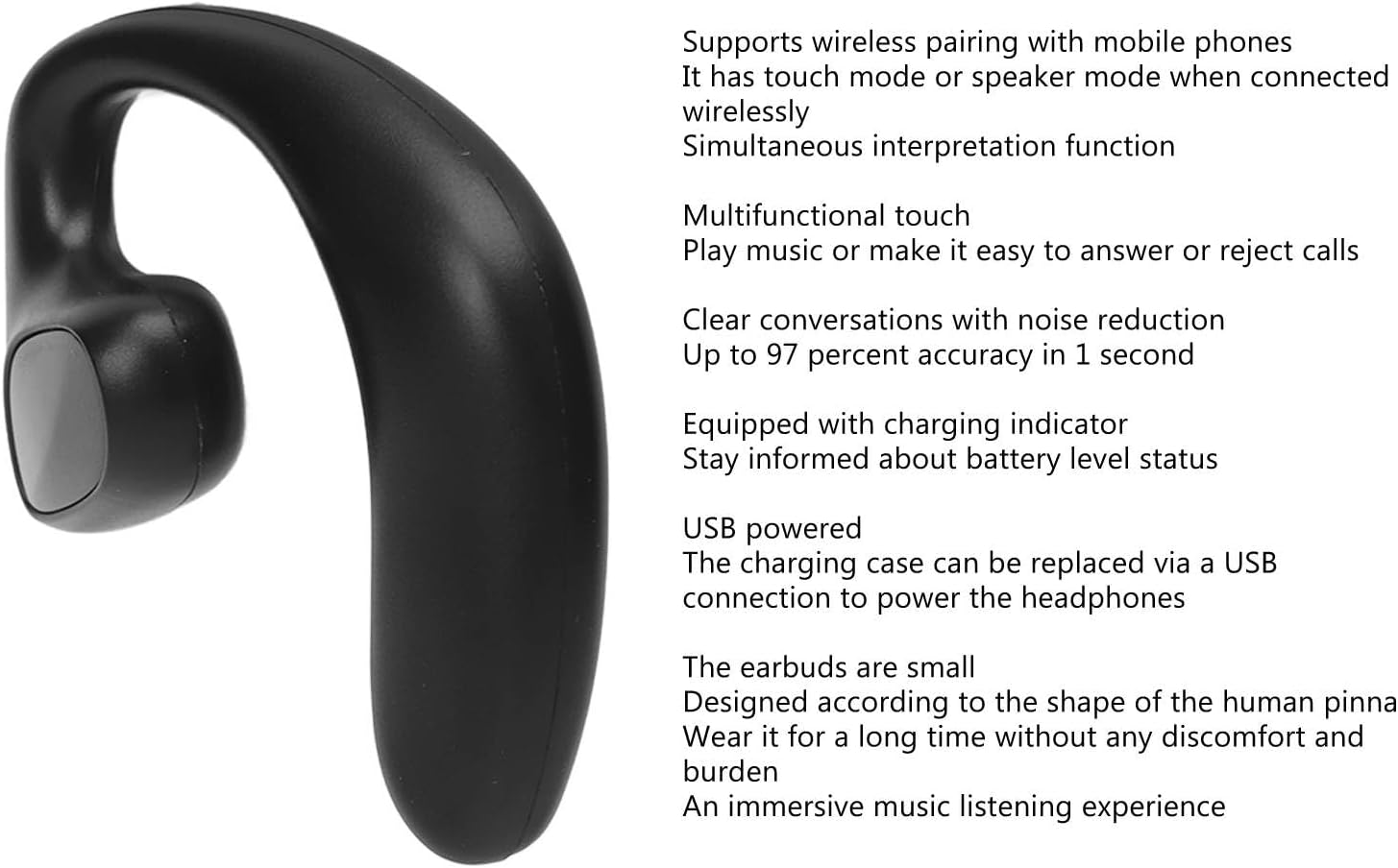 Asixxsix M8 Language Translator Earbuds, 144 Languages Online Voice Translator Wireless Two Way Offline Device with APP for Business Travel Learning