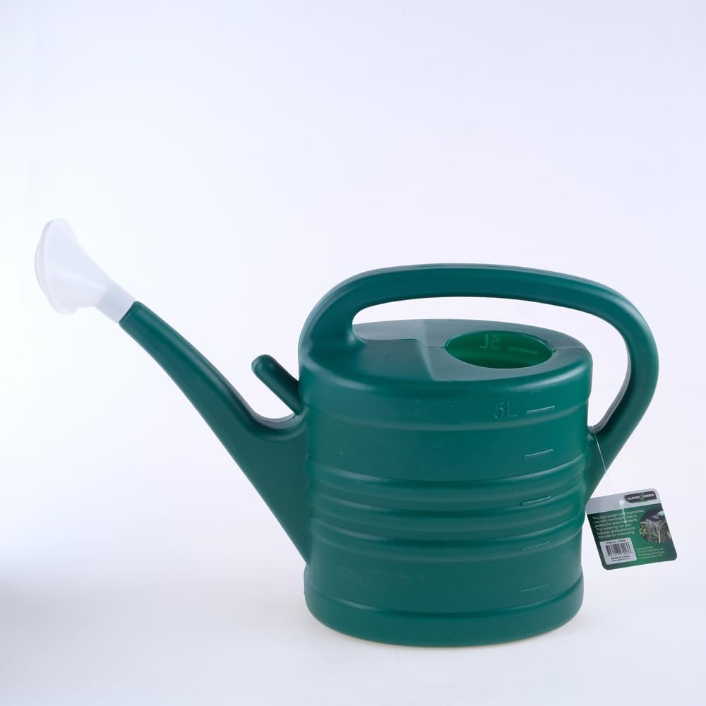 Garden Greens Wide Watering Can with Handle, Green/White, 5 Litre Capacity image number 3