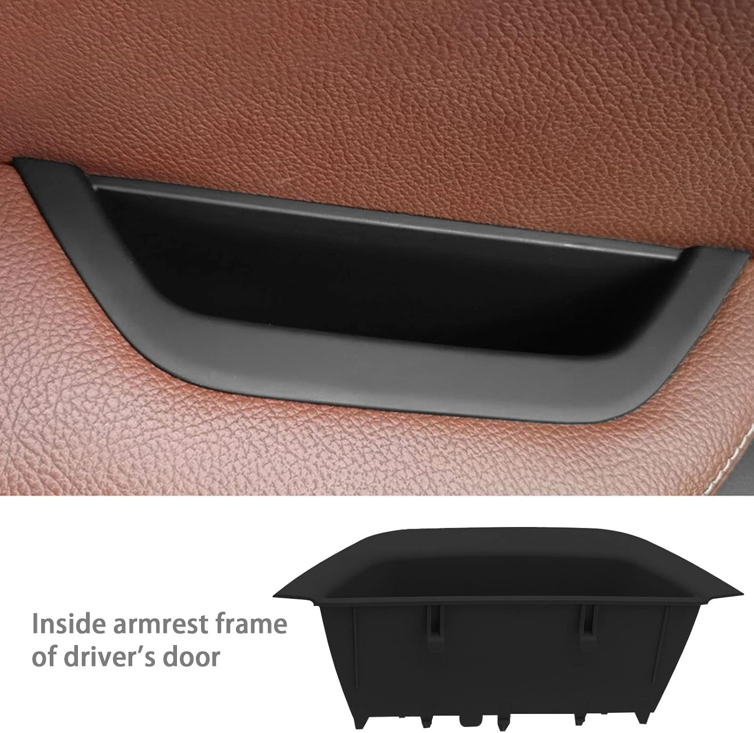 VGOL Car Door Handle Storage Box 51417250306 Compatible with X3 Series F25 X4 Series F26 Interior Door Armrest Cover Container Organizer Tray Cup Black image number 5
