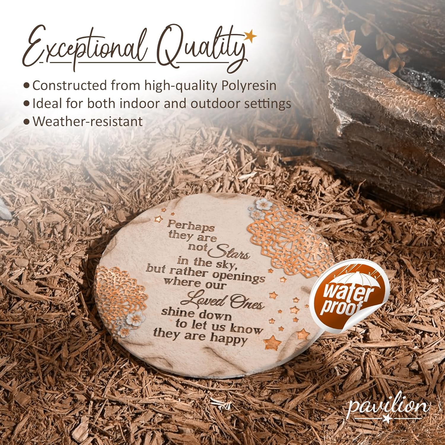 Pavilion Gift Company - Stars in the Sky - Garden Stone Bereavement Grief Loss Memorial Remembrance Loved Ones Home Garden Decor Keepsake image number 2