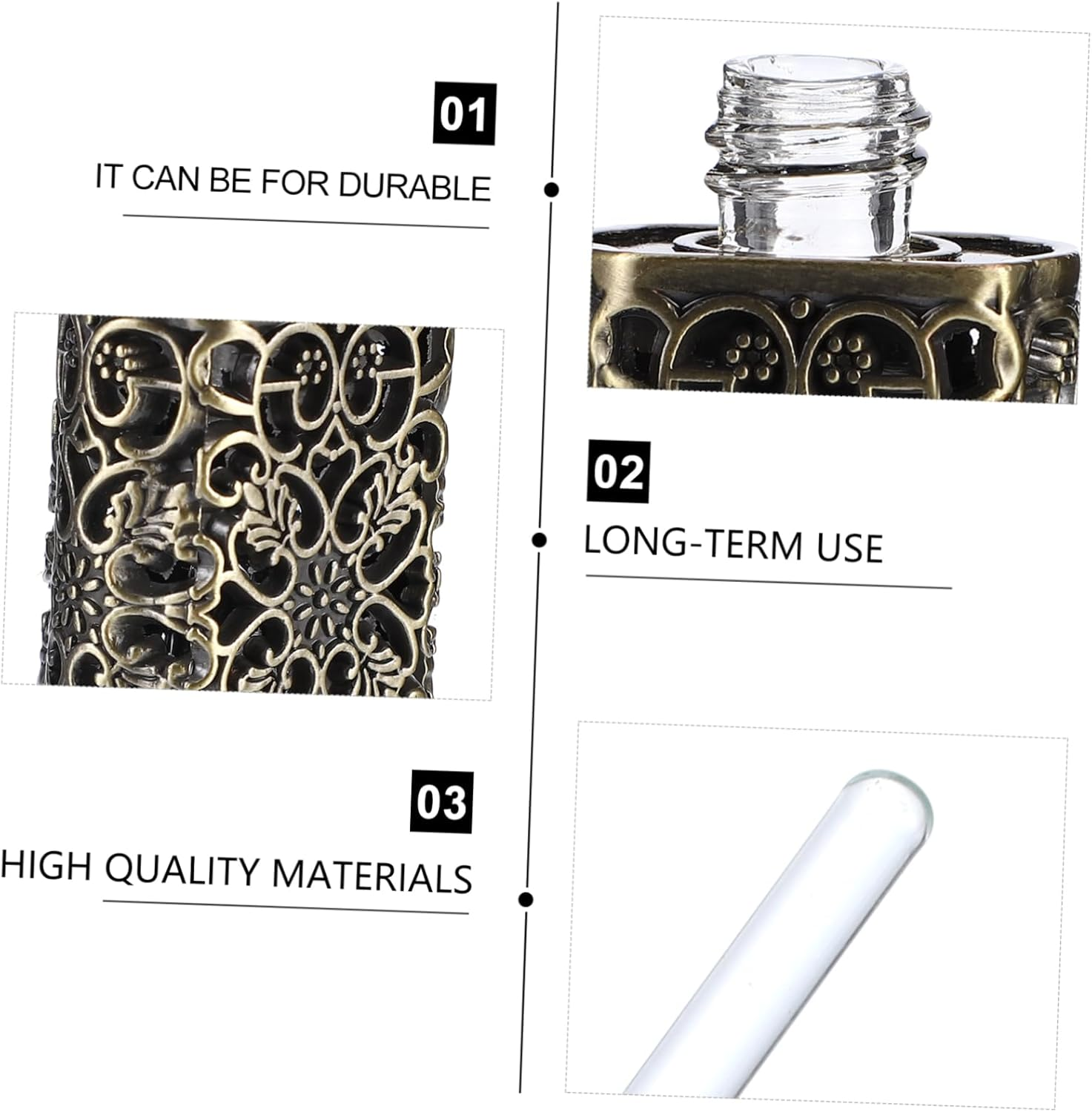 3Pcs Metal Essential Oil Perfume Bottle Spray Bottle for Aromatherapy Travel Leakproof image number 2