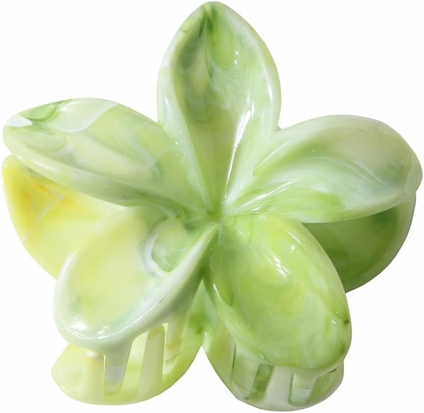 Pack of 1 Flower Hair Clips, Hawaiian Hair Claw Clip, Non-Slip Hair Clip, Women, Strong Hold, Claw Clips, Hair Styling Accessories for Women and Girls, Party, Beach, Pool, Holiday, Green image number 3