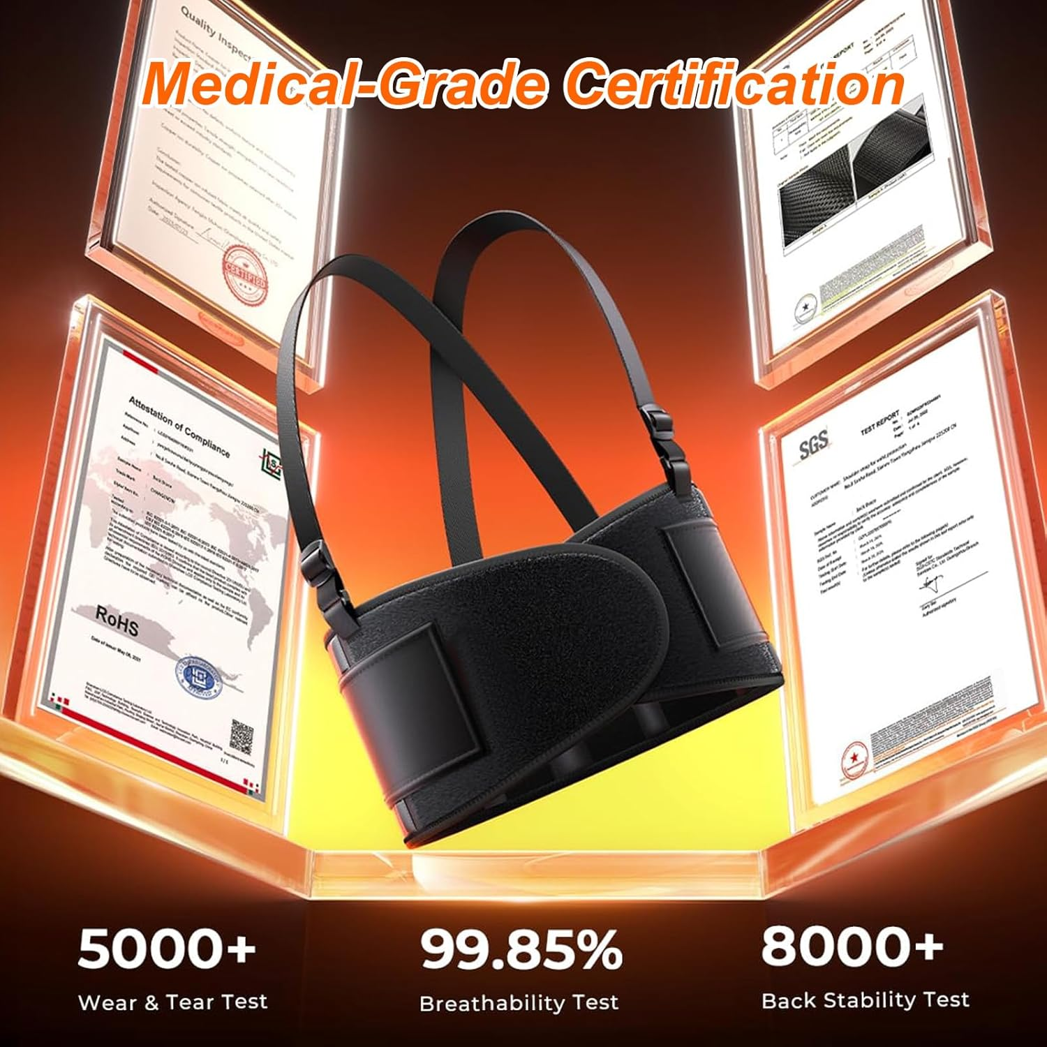 Medical-Grade Work Back Brace with Adjustable Shoulder Straps with Stronger Support & Breathable Mesh Lower Back Support Brace Belt for Men Women,Pain Relief for Sport, Lifting, Warehouse, Construction&Moving-L image number 4