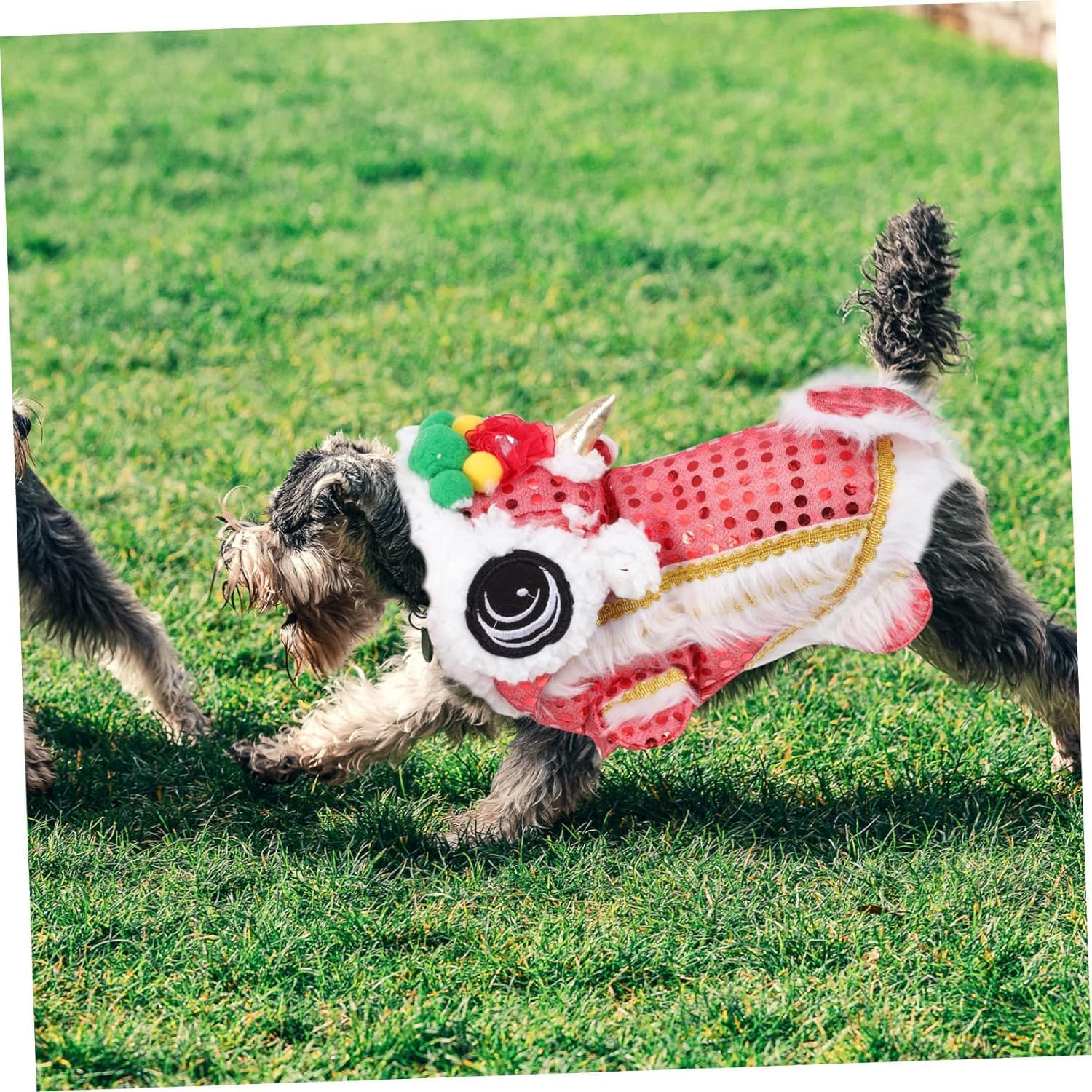 1Pc Clothes for Pets Wedding Cat Clothing Puppy Lion Costume Dog Dance Lion Clothes Dog Four Legs Hoodies Dance Lion Dog Costume New Year Cat Clothes Dress Festive Polyester image number 5