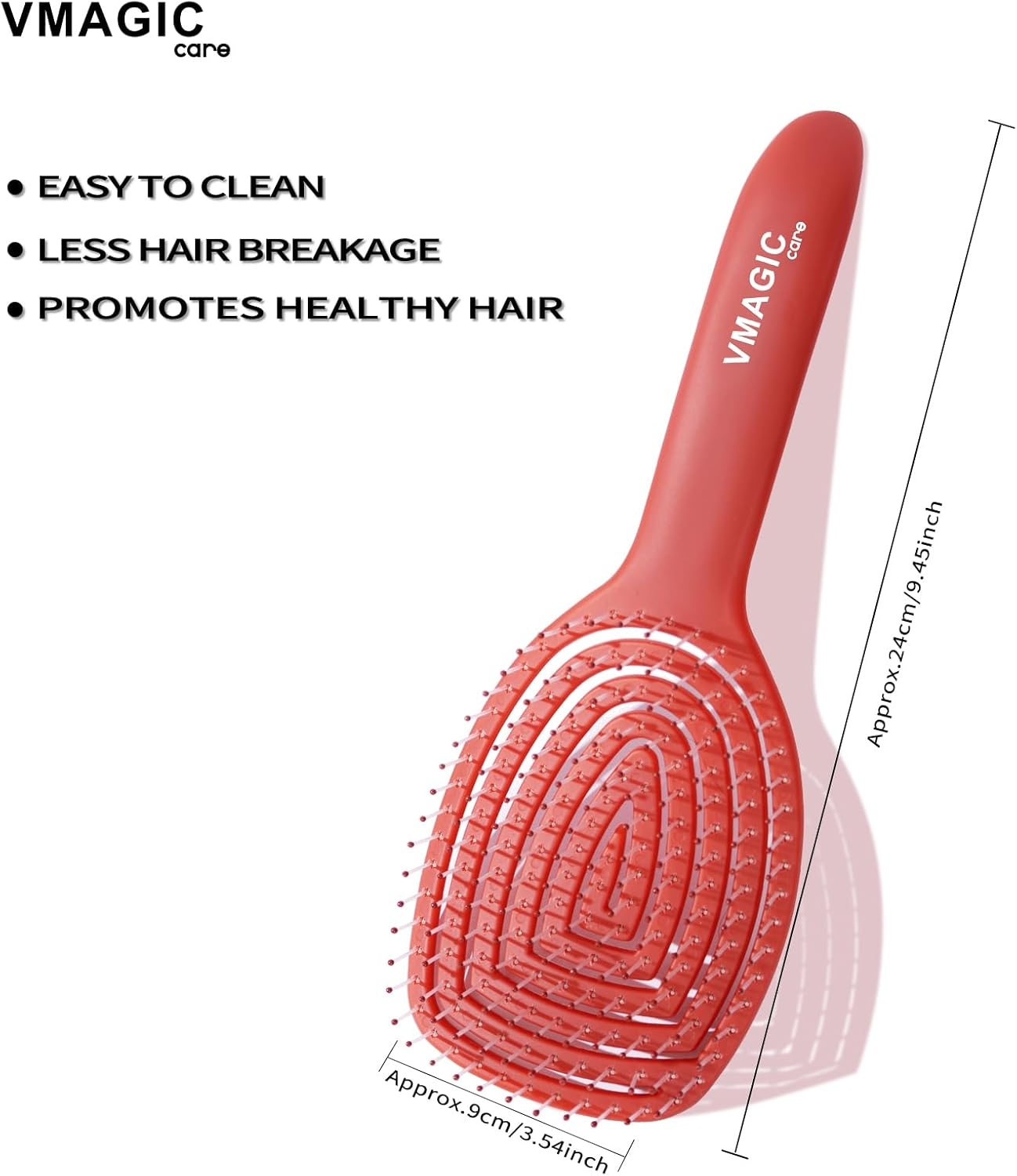 Detangling Hair Brush for Women, Men & Children, No Tugging Pull Hairbrush for Straight, Curly & Wet Hair (Wine Red)