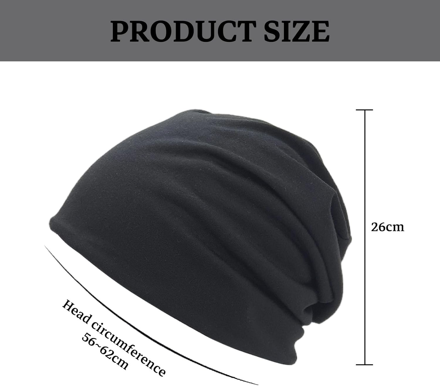 Tzylomirx 2 Pack Cotton Slouchy Beanie Hats - Breathable Lightweight Skull Cap for Men & Women, Stretchy Unisex Outdoor Beanie for Running Cycling Hiking, Breathable Chemo Hats Black image number 3