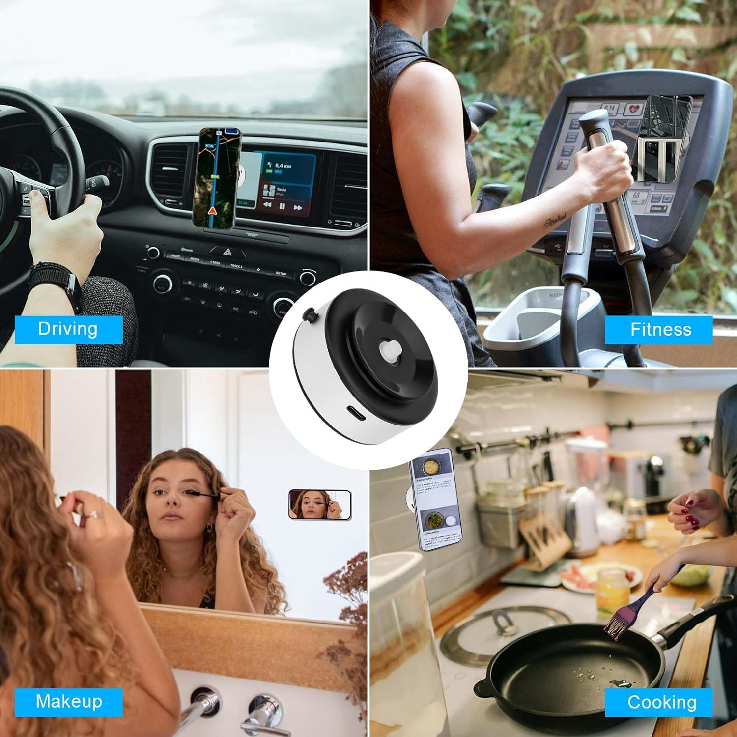 Magnetic Cell Phone Holder Suction Cup for Car, 360&deg; Rotation Mobile Phone Holder Adjustable Magnetic Suction Cup Holder for Windscreen Dashboard (Silver) image number 2