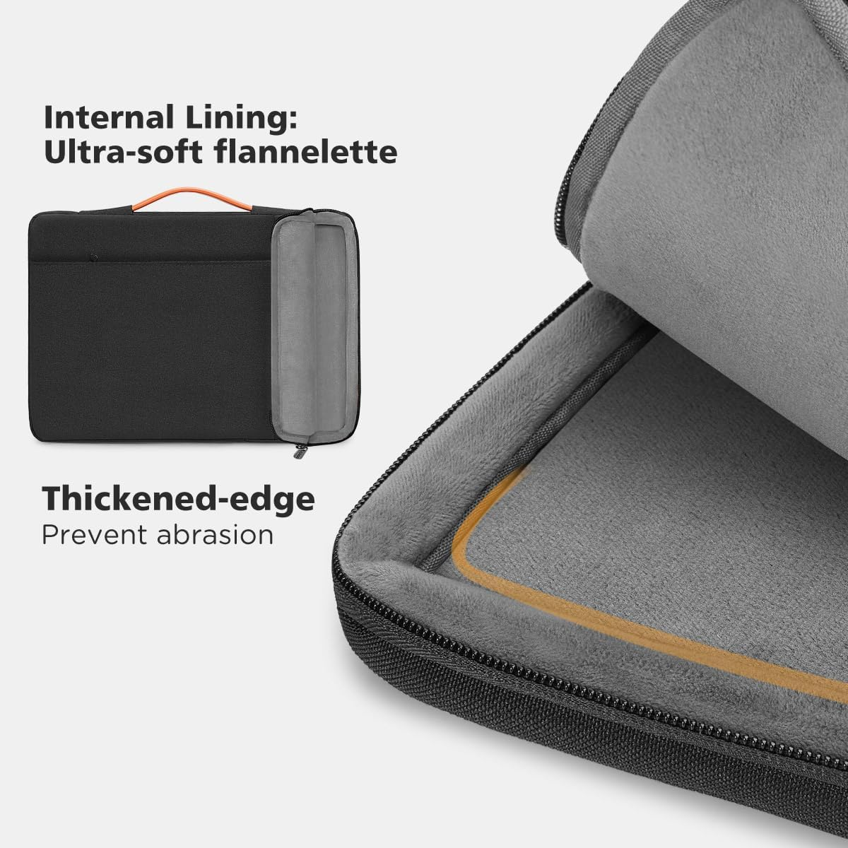 KIZUNA Laptop Sleeve Case 15.6 Inch Computer Carrying Bag for 16" Macbook Pro M1 M2 Max/16 Lenovo Ideapad Flex 5I/Thinkbook 16+ /15.6" HP Envy X360 15/Dell XPS 15/LG Gram 15/Ideapad 5 Pro Gen 6,Black image number 3