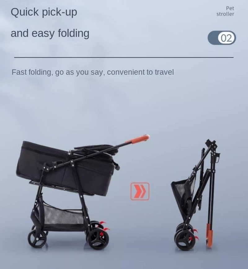 Pet Stroller Dog Stroller Cat Stroller Folding Pet Stroller, up to 44Lbs Dog Folding Stroller, 4 Wheels Dog Cat Puppy Stroller for Medium Small Pet Dog Pram Dog Cat(Color:Blue) - Pink image number 5