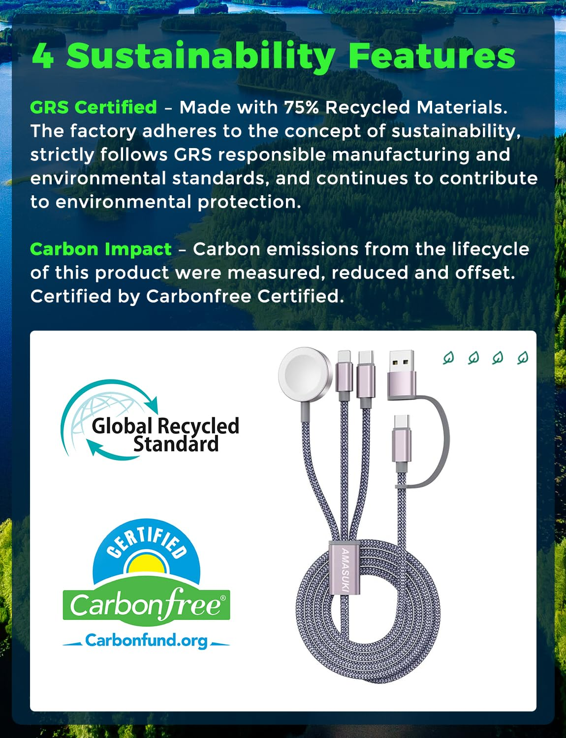 Upgraded 3 in 2 USB C Charger for Apple Watch Charger Iphone Charger USB C Fast Charging Cable Compatible with Iwatch Ultra/Se/9/8/7/6/5/4/3/2/1 & Iphone 15/14/13/12/11/Samsung- 4FT image number 3