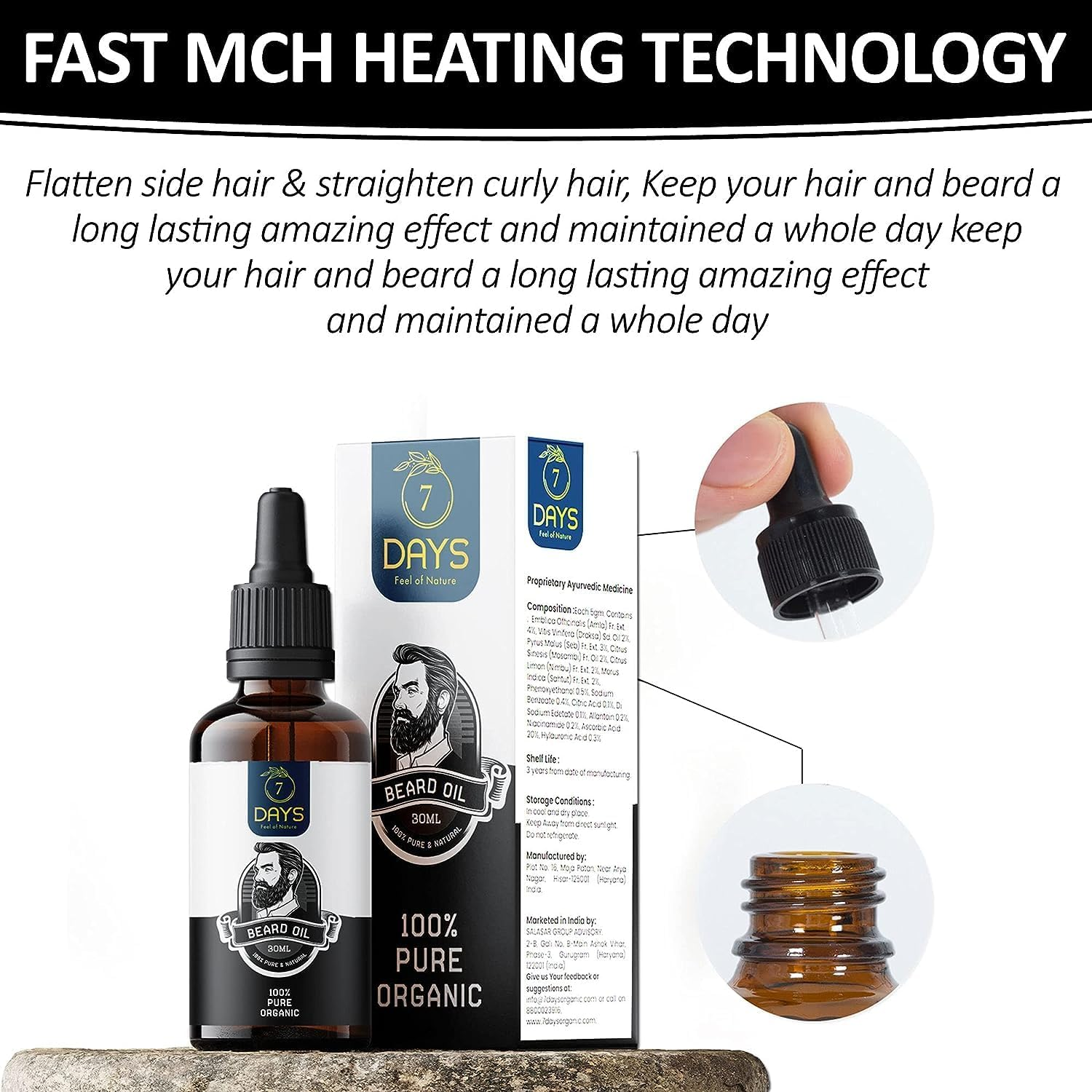 Green Velly 7 Days Beard Growth Oil - 30Ml-More Beard Growth | Beard Oil for Men | Beard and Moustache Growth Oil | Beard Oil for Growing Beard Faster image number 3