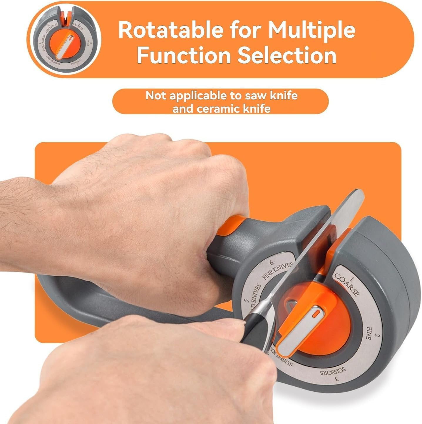 CERULYX 6-In-1 Kitchen Knife Sharpener & Portable Mini Tool Bundle, Manual 3-Stage Sharpening System for Chef Knives & Scissors, Restore & Polish Blades for Home, BBQ & Camping image number 4