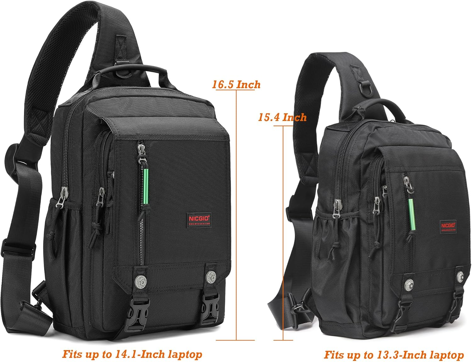 NICGID Sling Bags Chest Shoulder Backpacks, 13.3'' 14.1'' Laptop Backpack Crossbody Messenger Bag Travel Outdoor Men Women image number 2