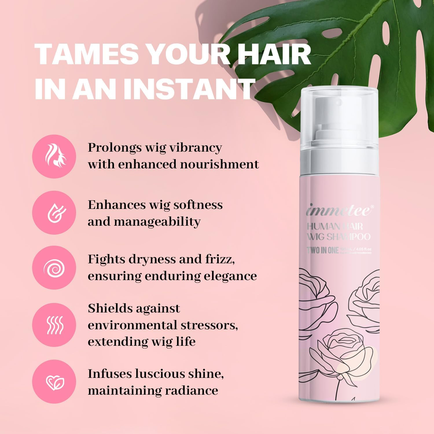 Immetee 2 in 1 Wig Shampoo and Wig Conditioner, Extend the Life of a Wig, Wig Shampoo.120Ml/4.05Fl.Oz (Natural Wigs) image number 6