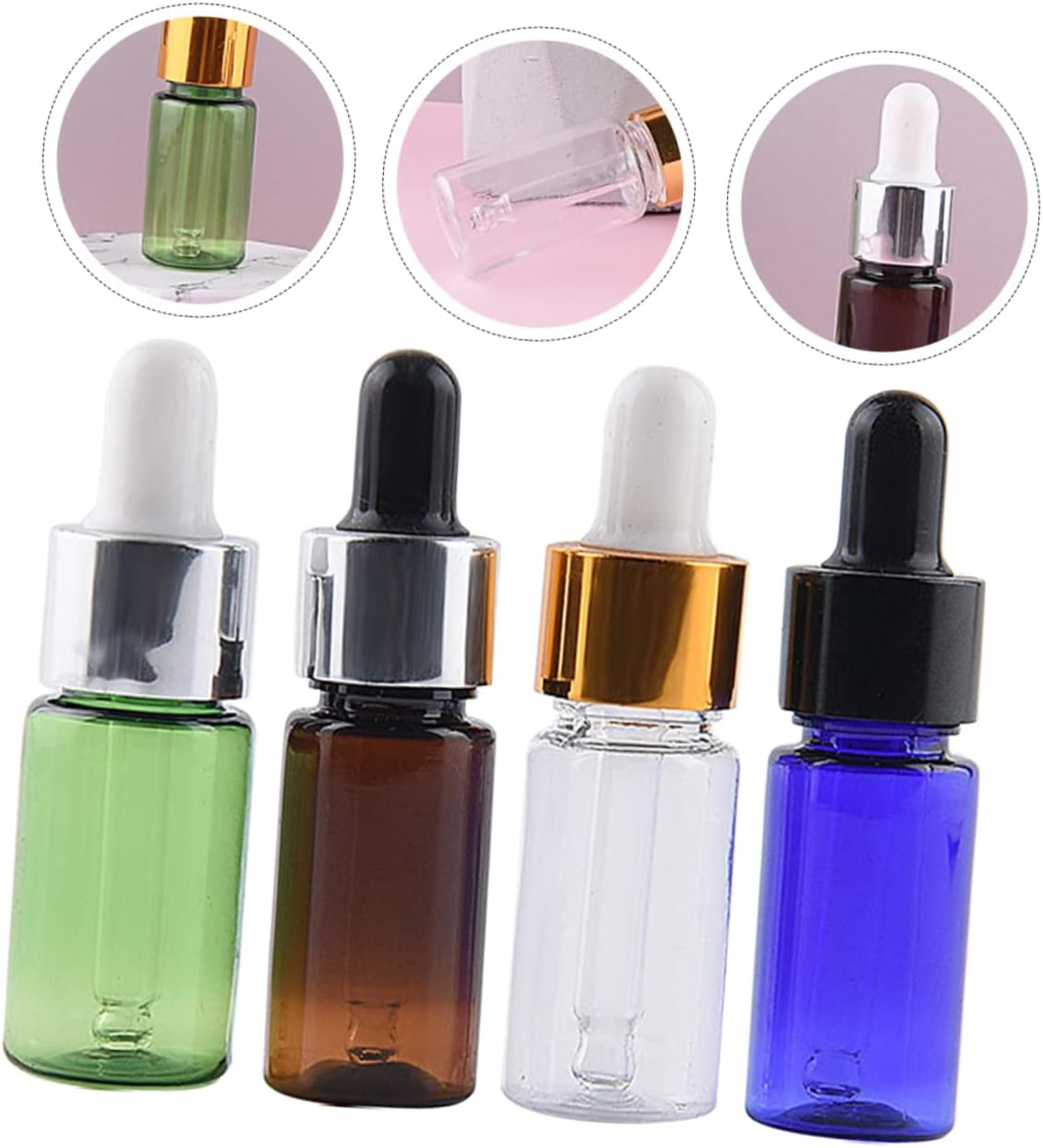 Gatuida 4Pcs Essential Oil Dropper Bottles Travel Friendly Empty Plastic Containers for Essential Oils Safe Durable Design Convenient for Travel and Daily Use (Random Color) image number 3