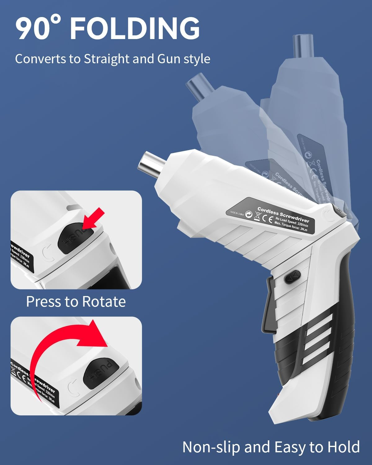 47 in 1 Cordless Electric Screwdriver Kit with 3.6V 1500Mah Rechargeable Battery, 3Nm Torque, LED Light and Variable Speed, Perfect for Home DIY Projects image number 6