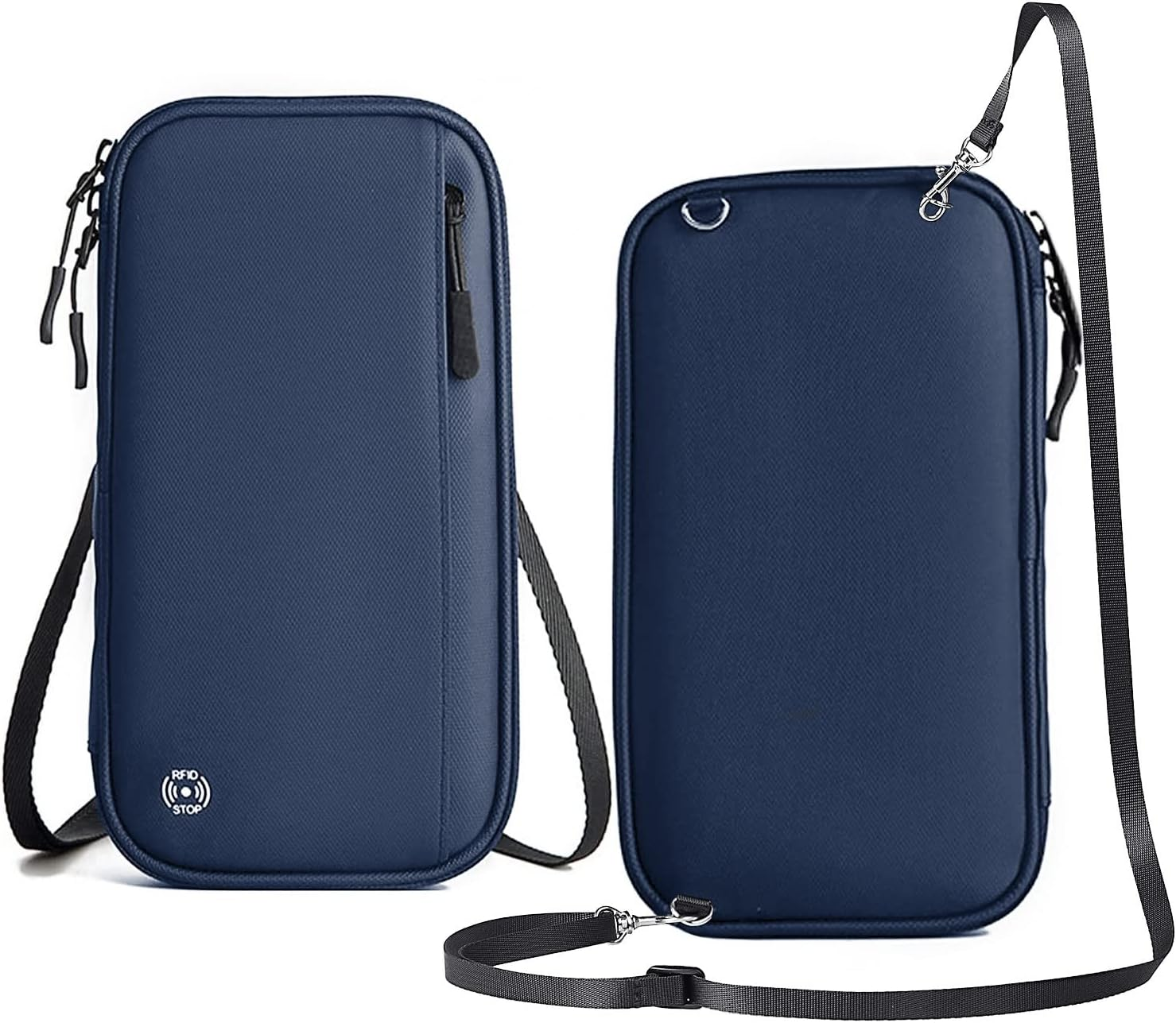 INONIX Family Passport Wallet,Travel Passport Holder Waterproof Large Capacity Passport Cover, Travel Document Organiser for Passports,Cards,Flight Tickets(Black)(Blue) image number 2