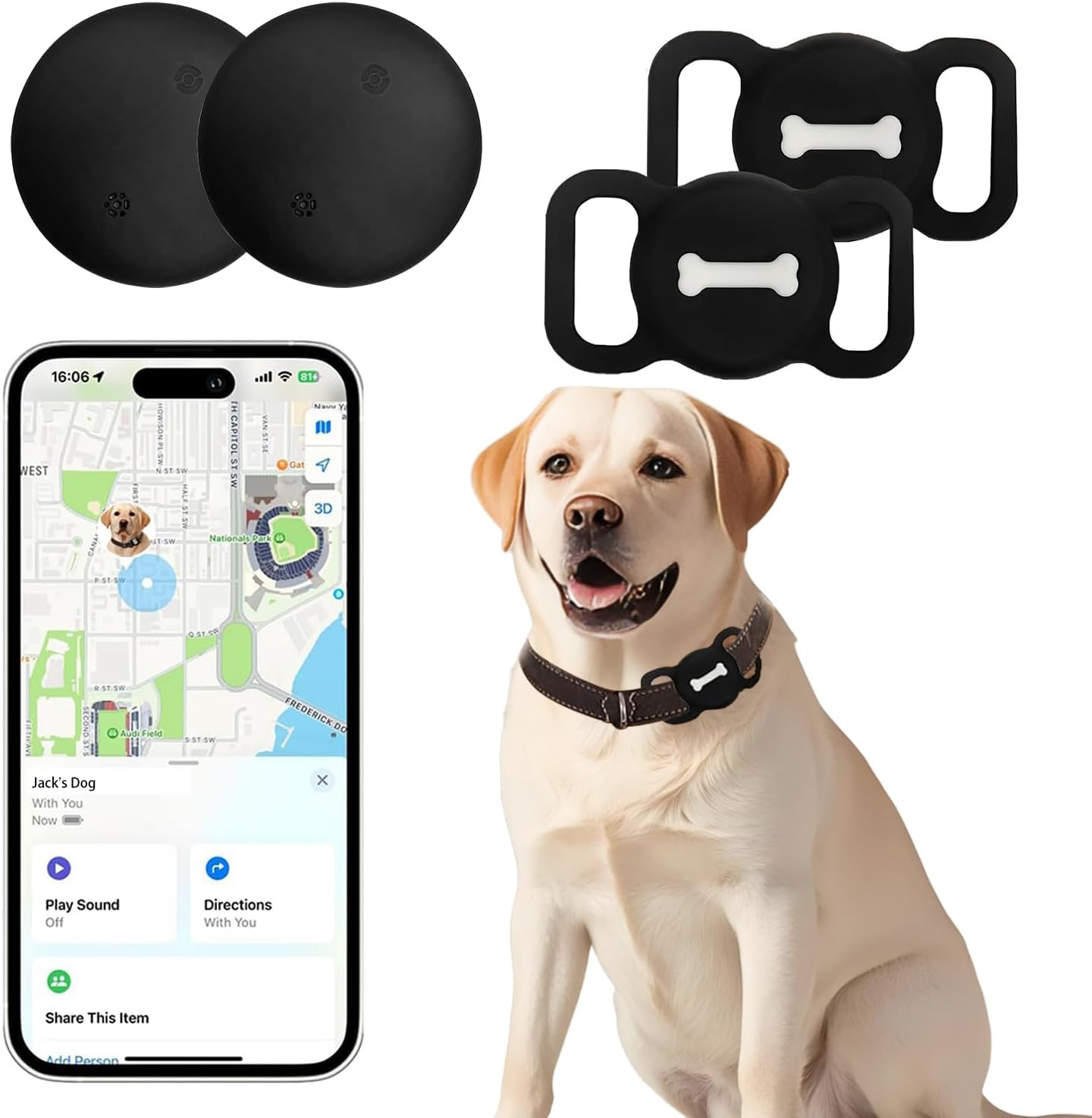 Smart Pet Tracker, 2 Pack Dog Tracker with Collar Holder, Seamless Location Tag Compatible with Find My, Not GPS image number 2