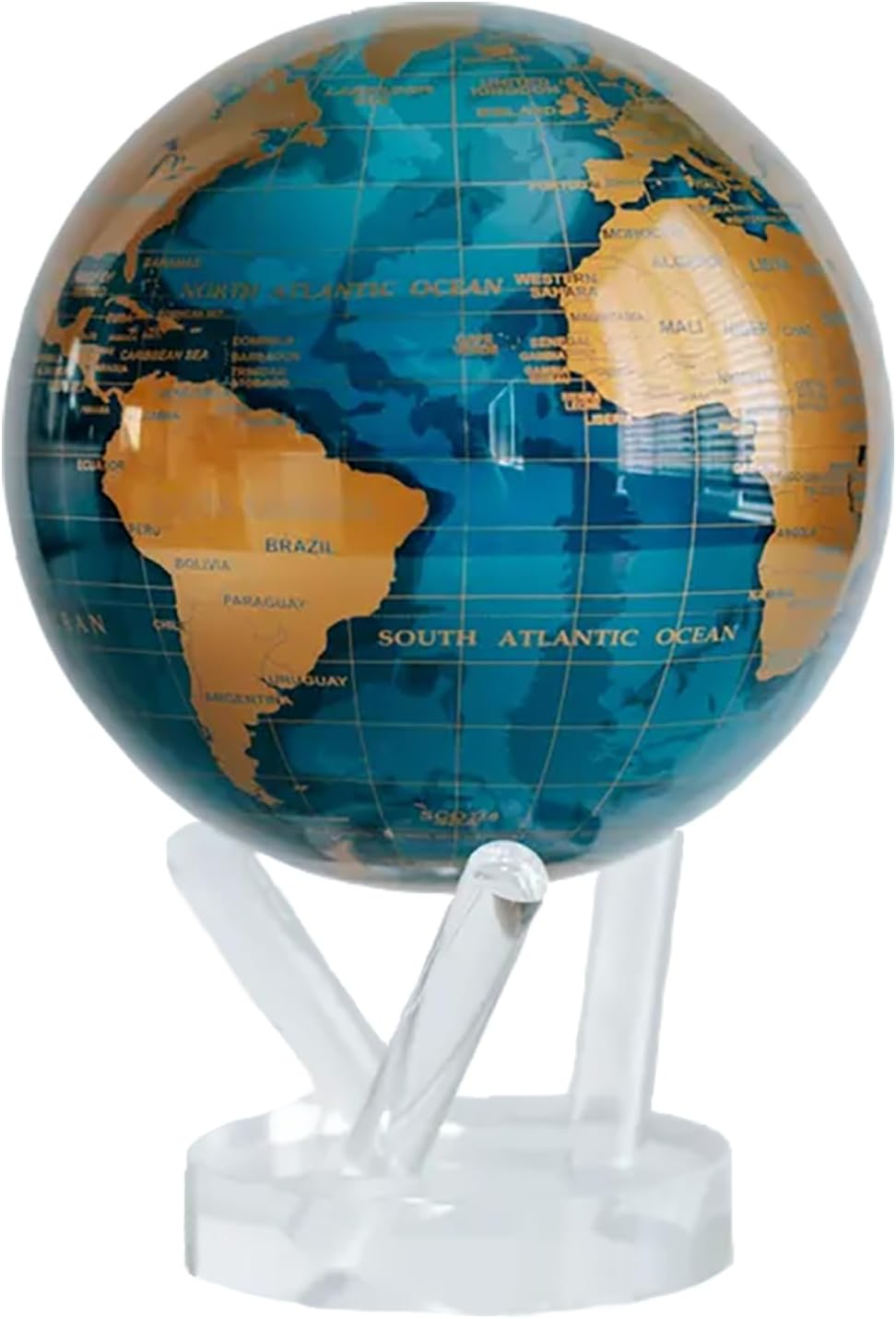 MOVA Blue and Gold Solar-Powered Rotating Globe 8.5&rdquo; | Desk Decor with Stand | No Batteries Needed | Modern Map Accent for Home or Office image number 2